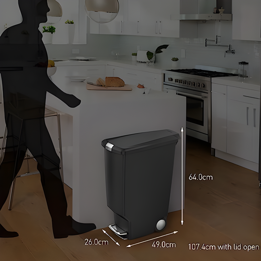 simplehuman 40 Liter / 10.6 Gallon Slim Kitchen Step Trash Can with Secure Slide Lock, Plastic