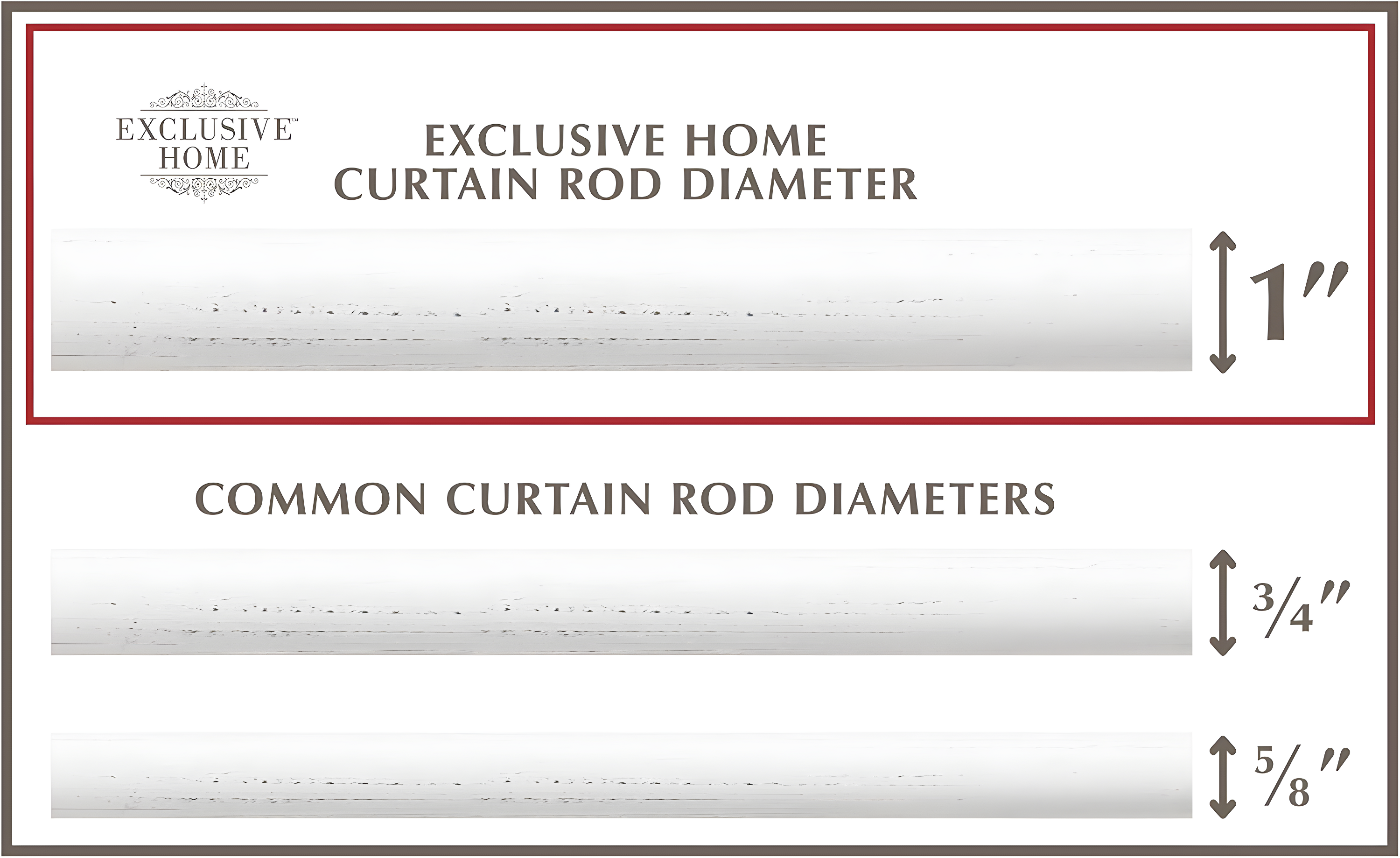 Exclusive Home 36"-72" Duke Curtain Rod - Distressed White: Iron, Single Rod, 25 lb Capacity, Rounded Cap Finial