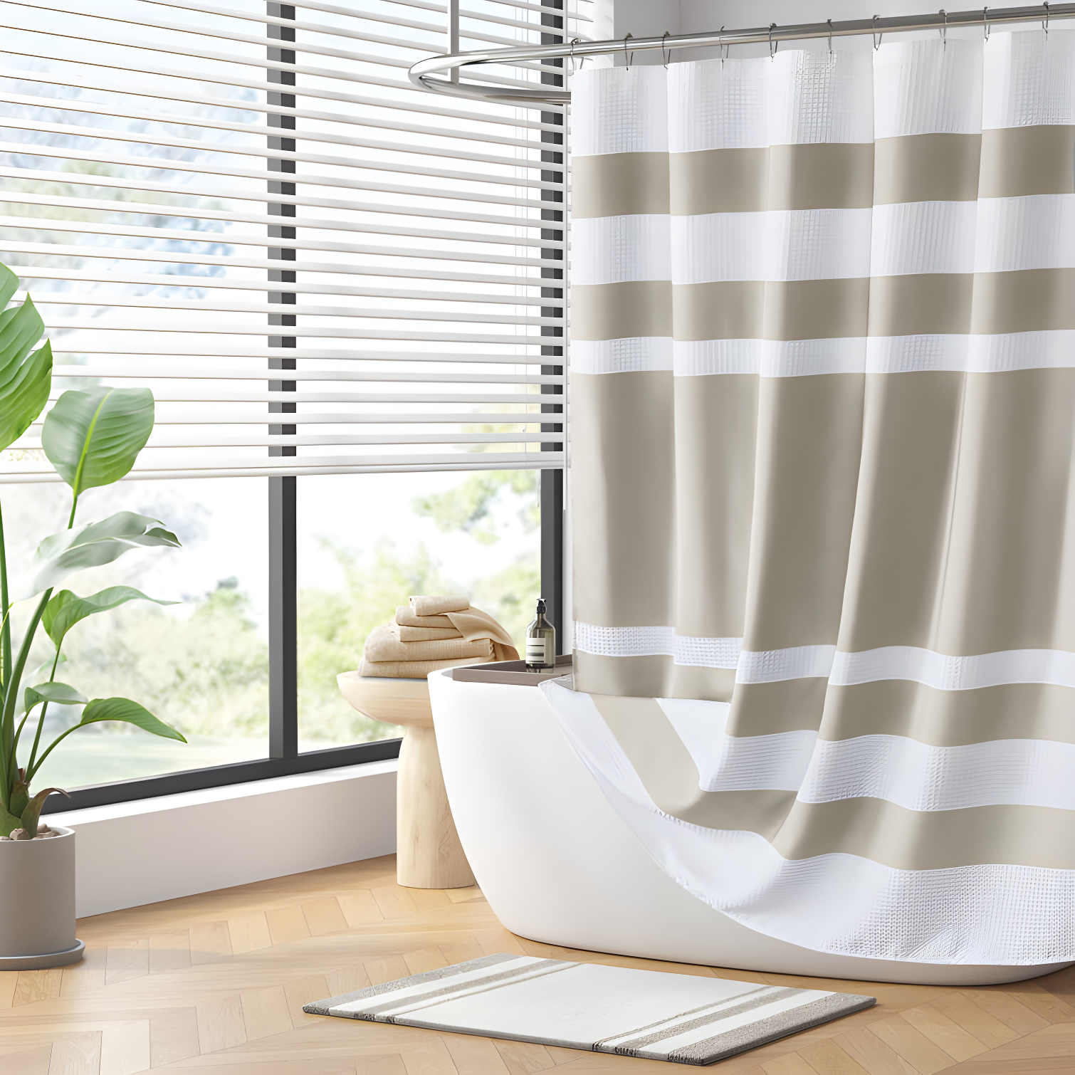 Spa Waffle Shower Curtain with 3M Treatment