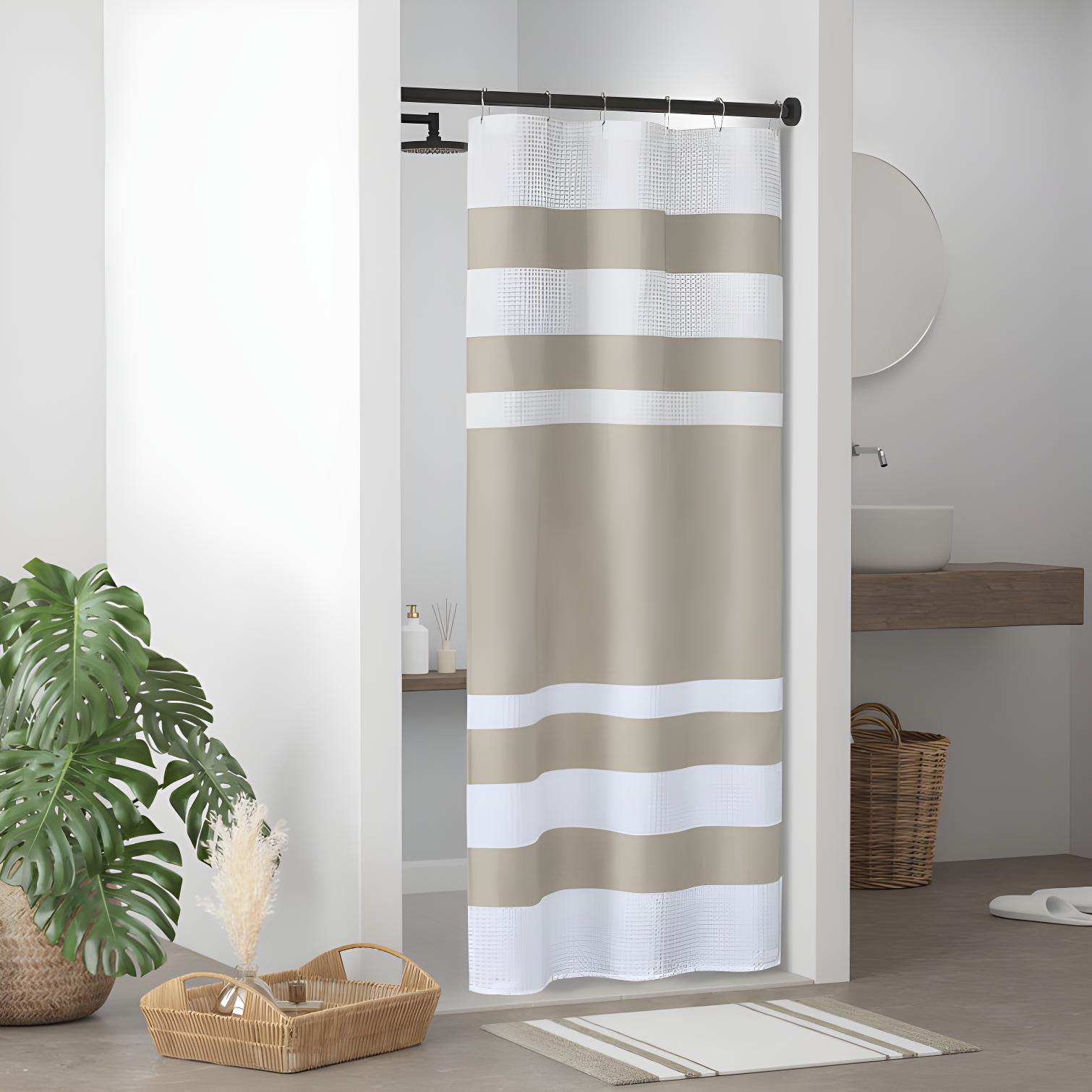 Spa Waffle Shower Curtain with 3M Treatment