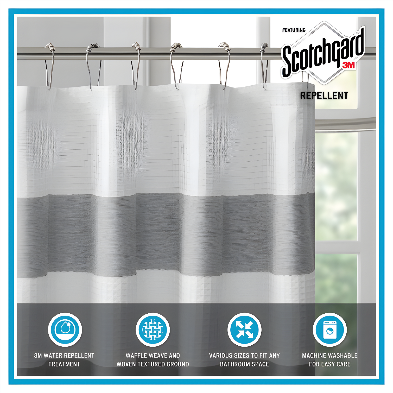 Spa Waffle Shower Curtain with 3M Treatment