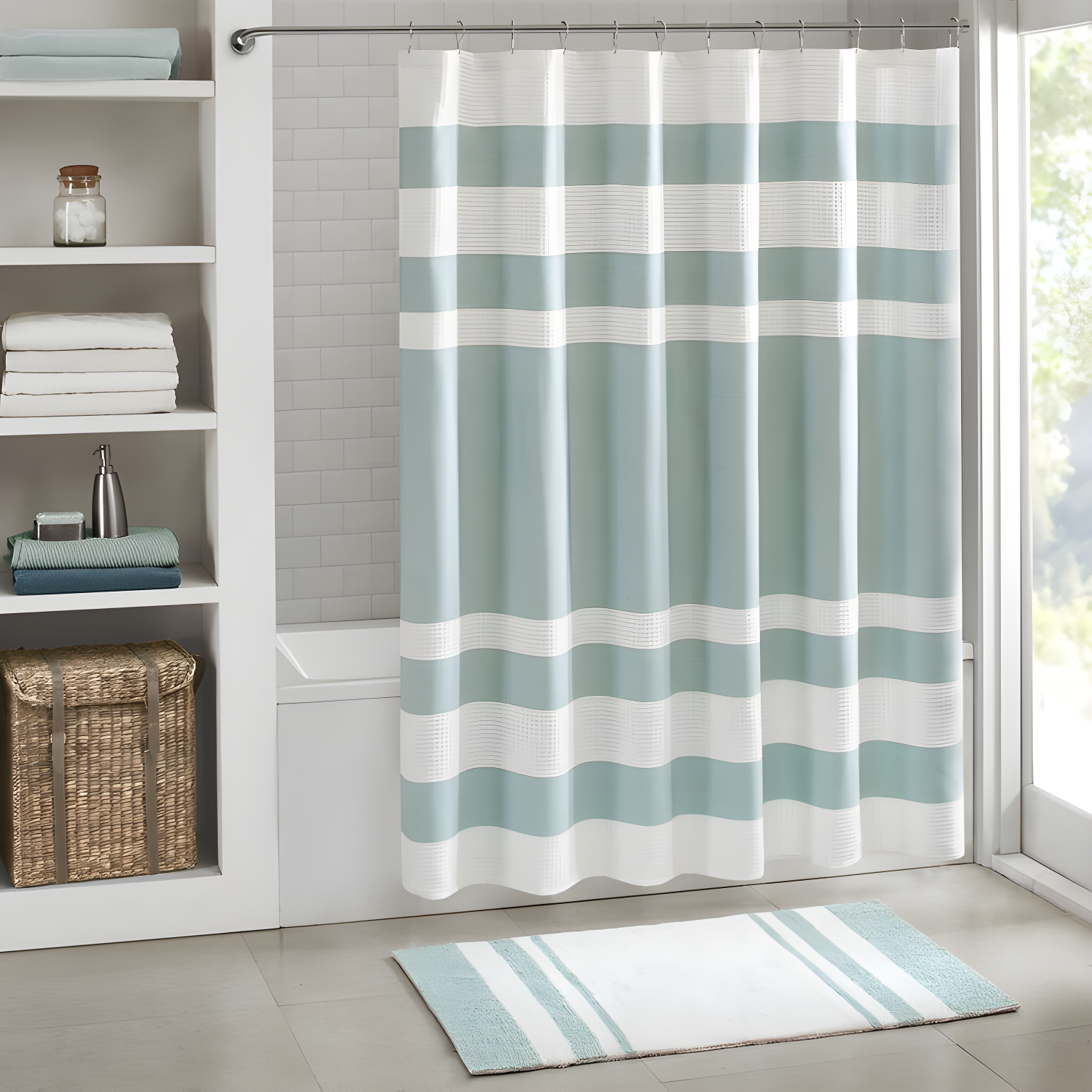 Spa Waffle Shower Curtain with 3M Treatment