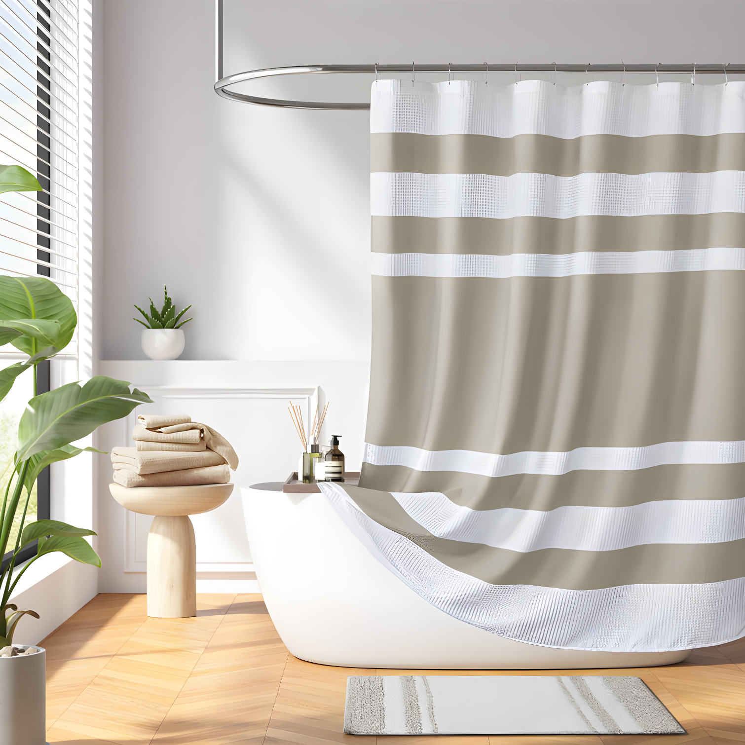 Spa Waffle Shower Curtain with 3M Treatment