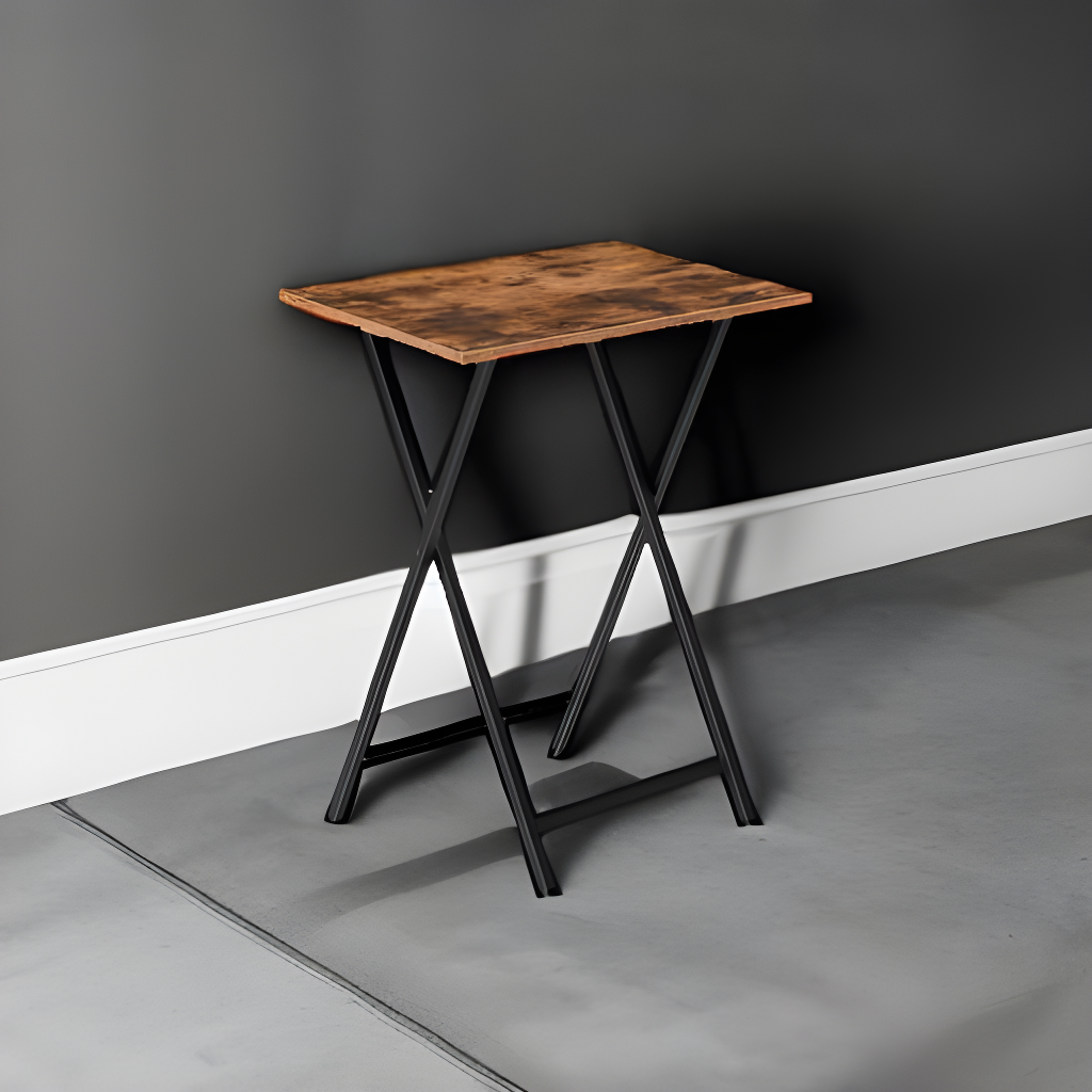 HOOBRO Folding TV Tray Table, TV Tray, Snack Table for Small Space, Dining Tray for Eating at Couch and Bed, Easy Assembly, Space Saving, Stable and Durable, Rustic Brown and Black BF20BZ01