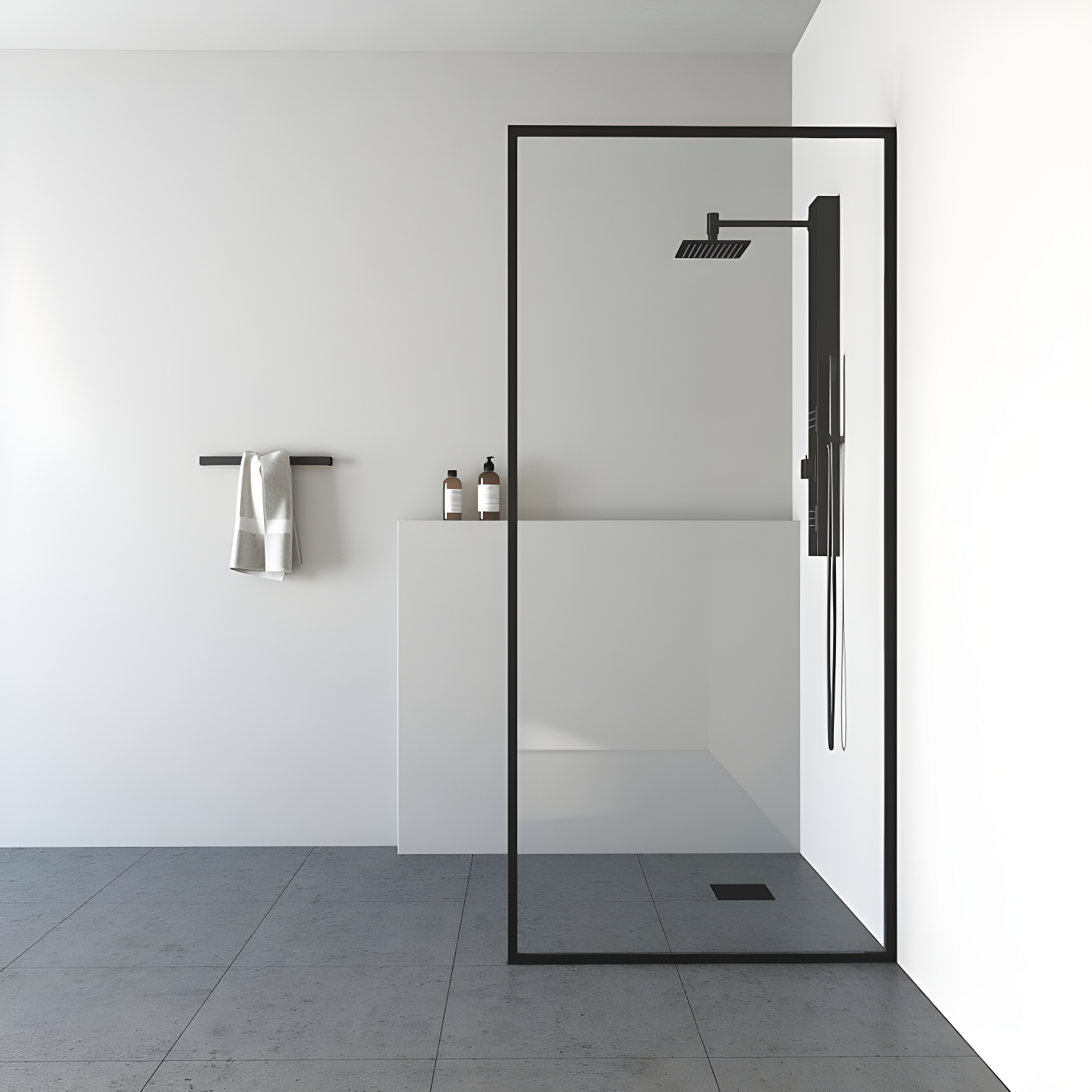 Meridian 34" W x 74" H Fixed Framed Shower Screen with 3/8" Glass