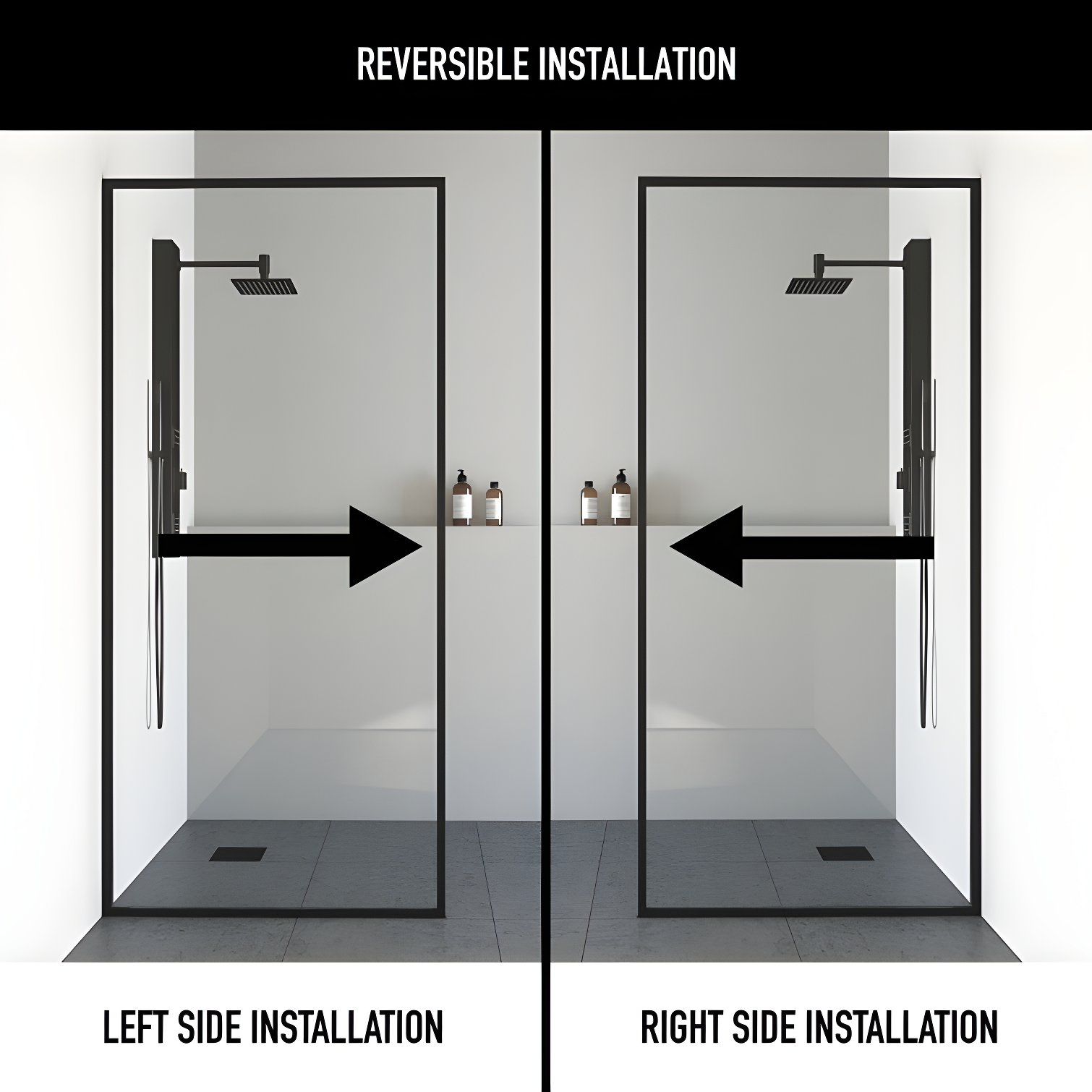 Meridian 34" W x 74" H Fixed Framed Shower Screen with 3/8" Glass