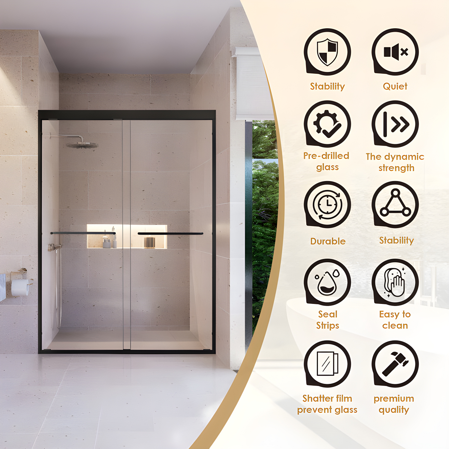 Ennis 48" W x 76" H By Pass Framed Shower Door with Clear Glass