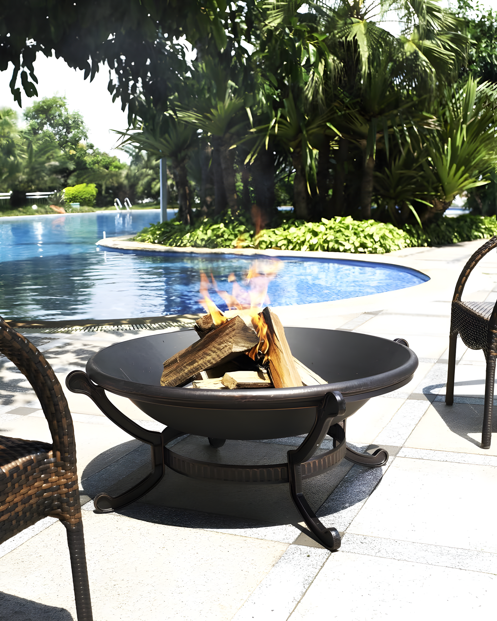 Ashland Firepit - Black - Crosley: Cast Iron Copper Finish, 35" Bowl, Mesh Guard, Poker Included