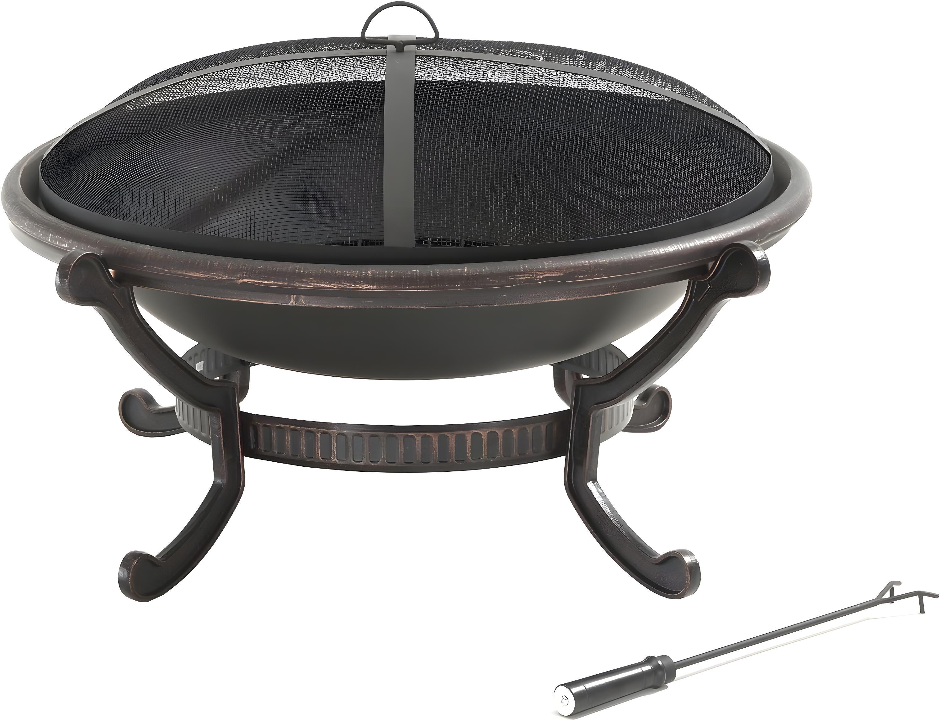 Ashland Firepit - Black - Crosley: Cast Iron Copper Finish, 35" Bowl, Mesh Guard, Poker Included