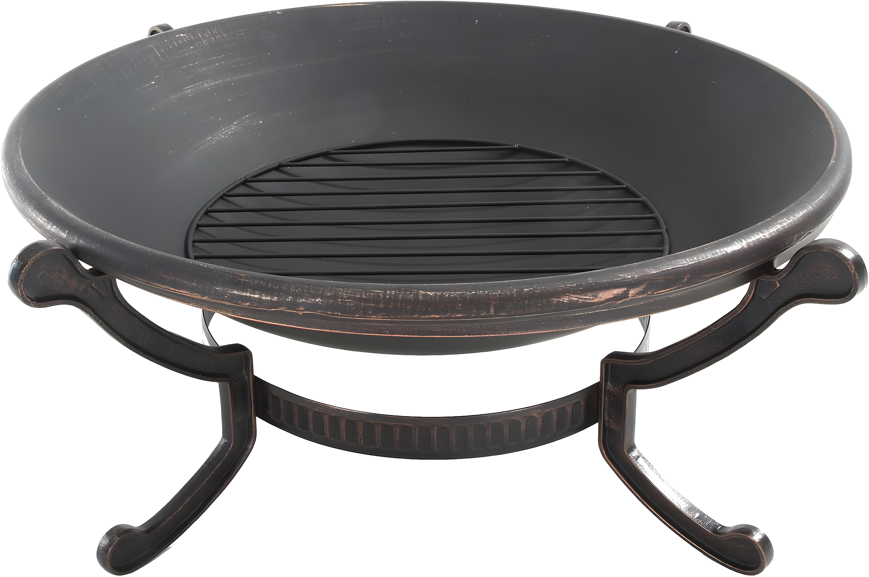 Ashland Firepit - Black - Crosley: Cast Iron Copper Finish, 35" Bowl, Mesh Guard, Poker Included
