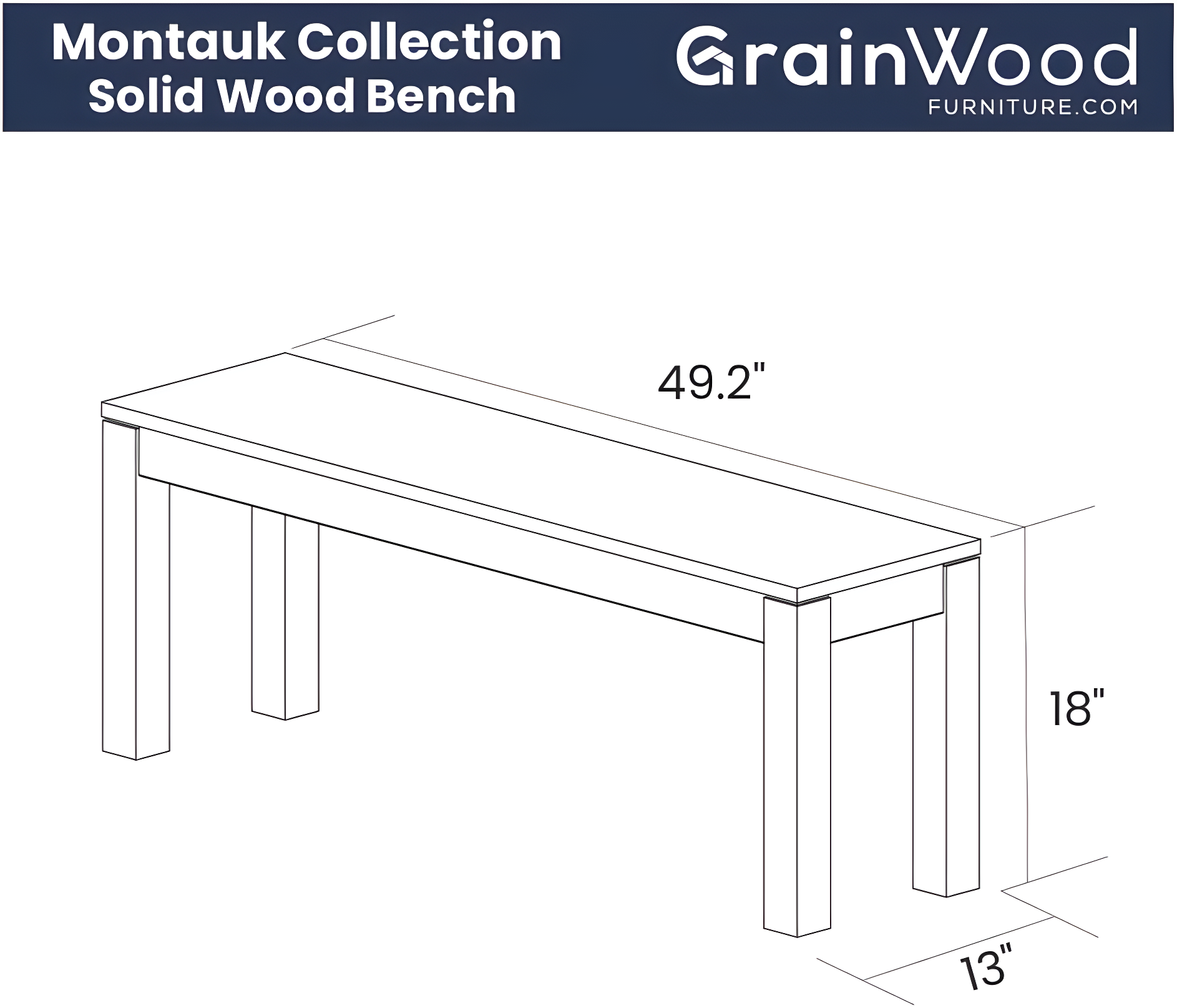 Montauk Solid Wood Bench