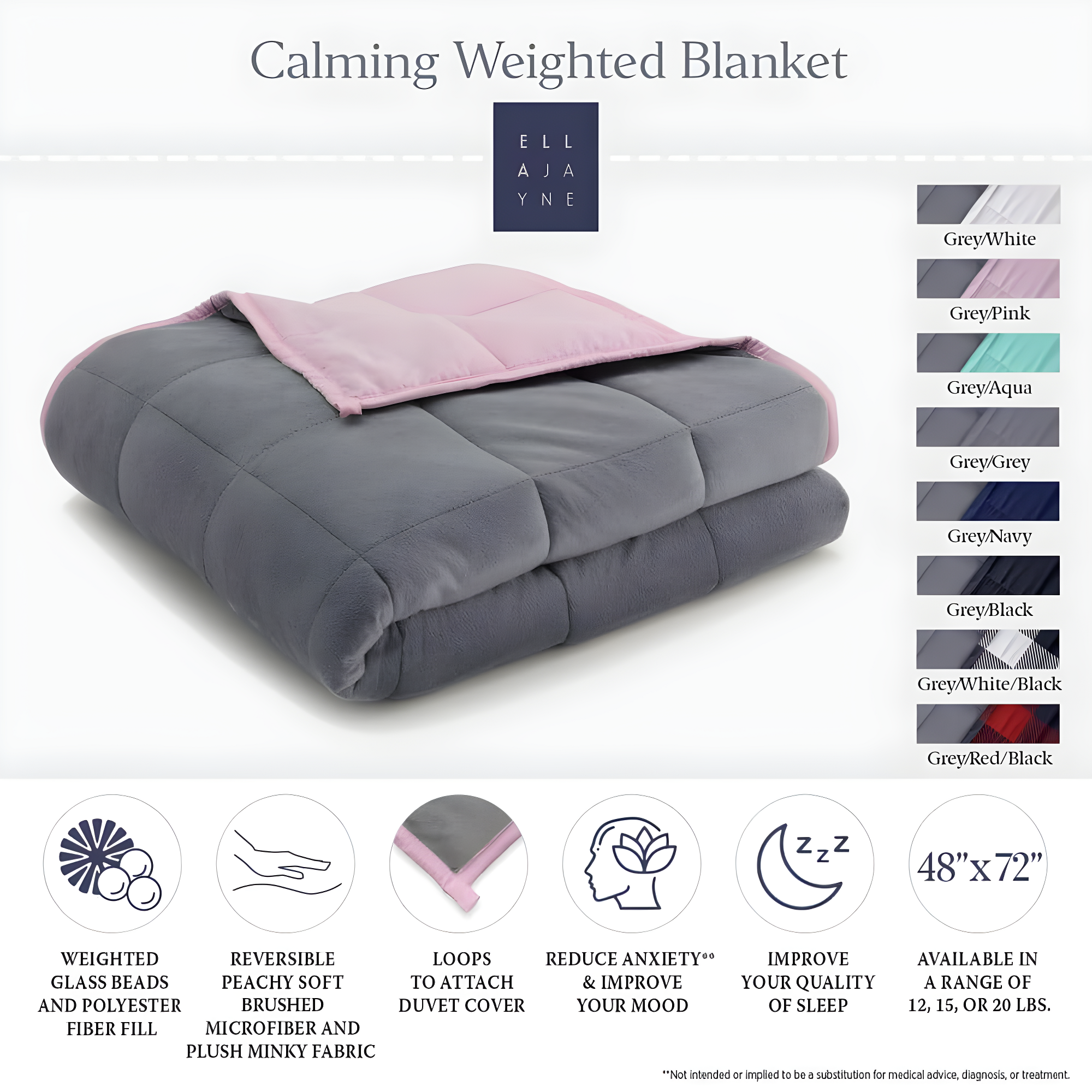 Ella Jayne Home Reversible Weighted Anti-Anxiety Blanket