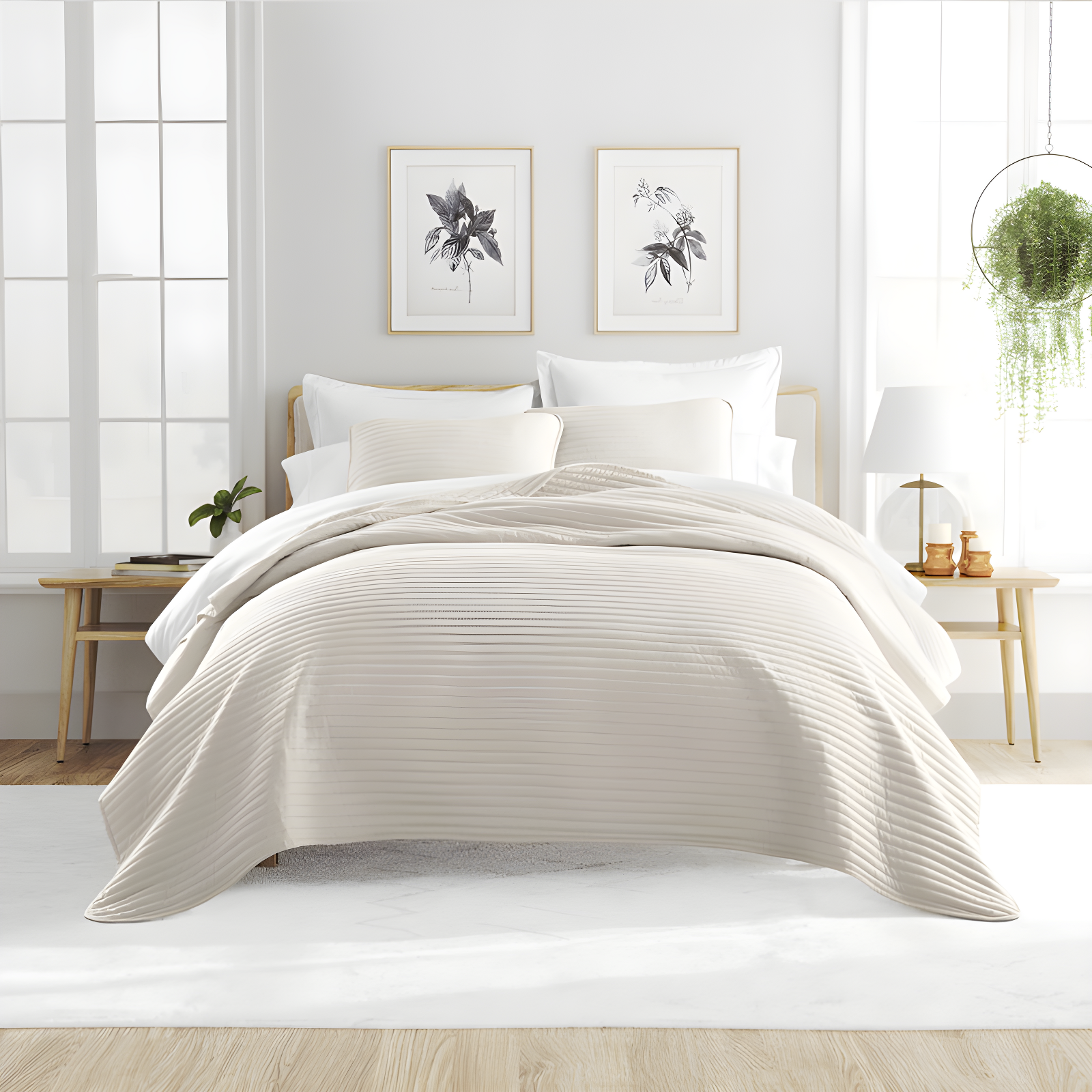 Becky Cameron Becky Cameron Lightweight All Season Stripe Stitch Quilt Set with Shams
