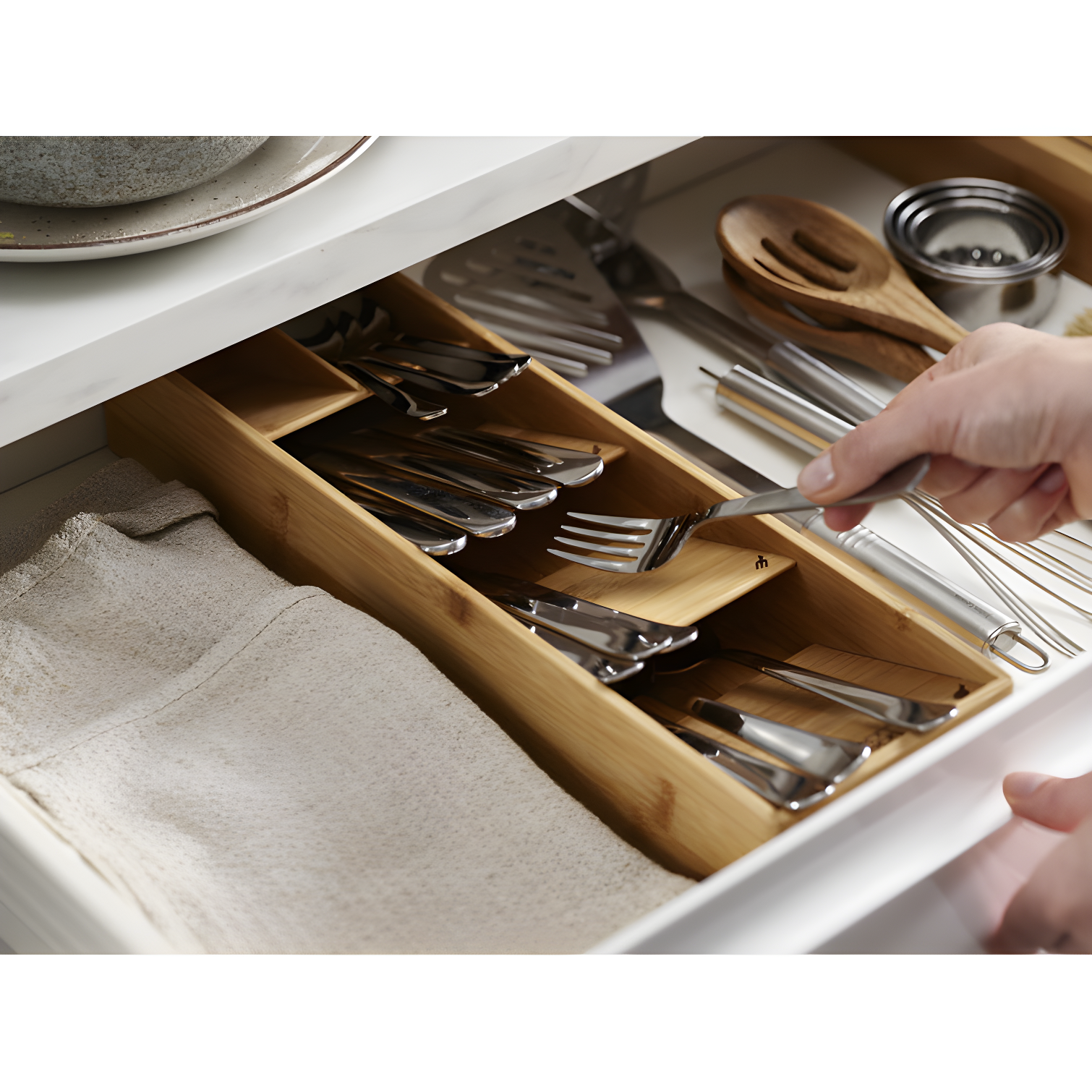 Joseph Joseph DrawerStore Compact Bamboo Silverware Organizer