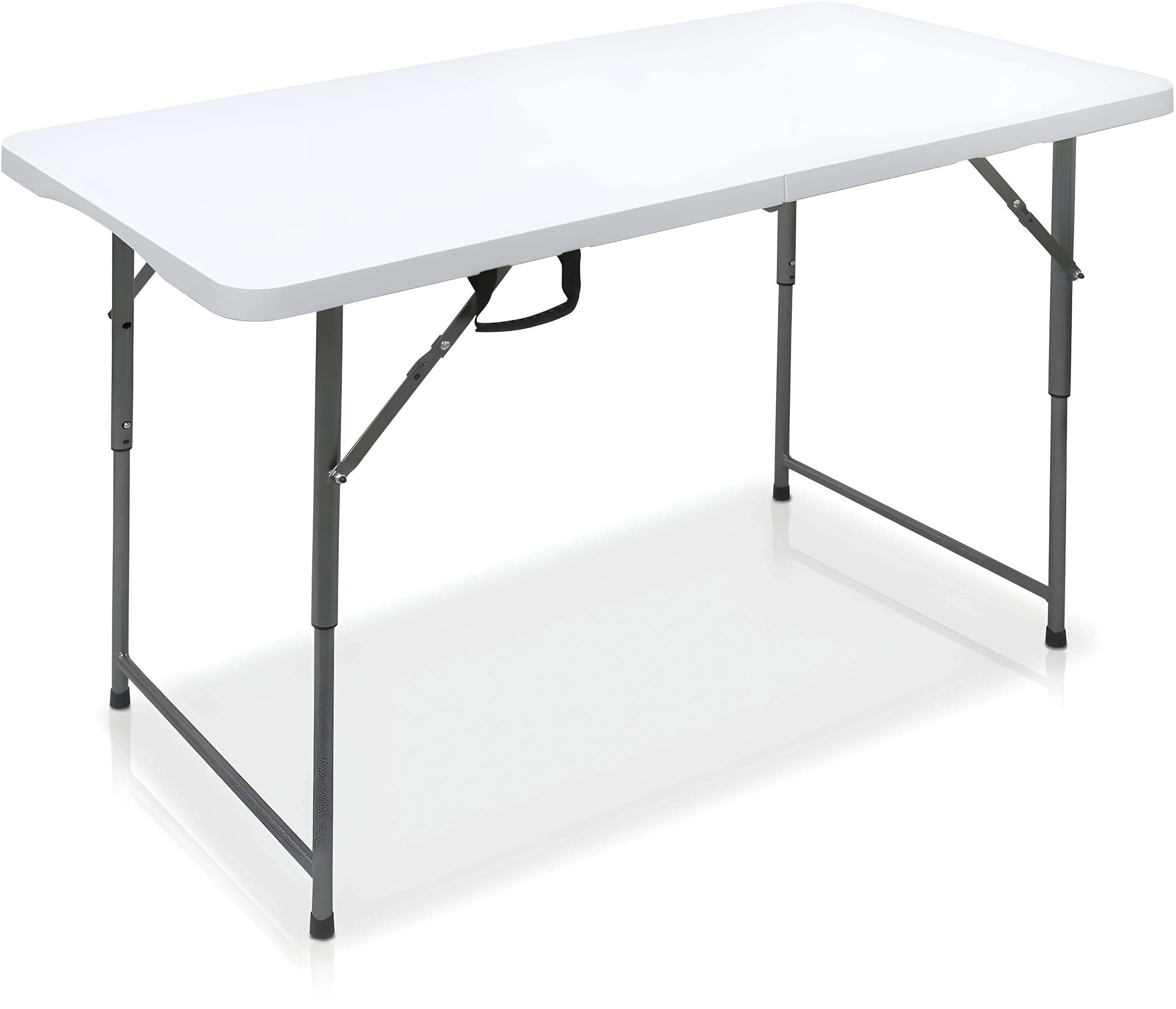 CL.HPAHKL 4 ft Folding Table with 3 Adjustable Height, Small Plastic Foldable Table with Carrying Handle, Portable Camping Table Fold in Half for Indoor Outdoor Camping, Picnic and Party, White