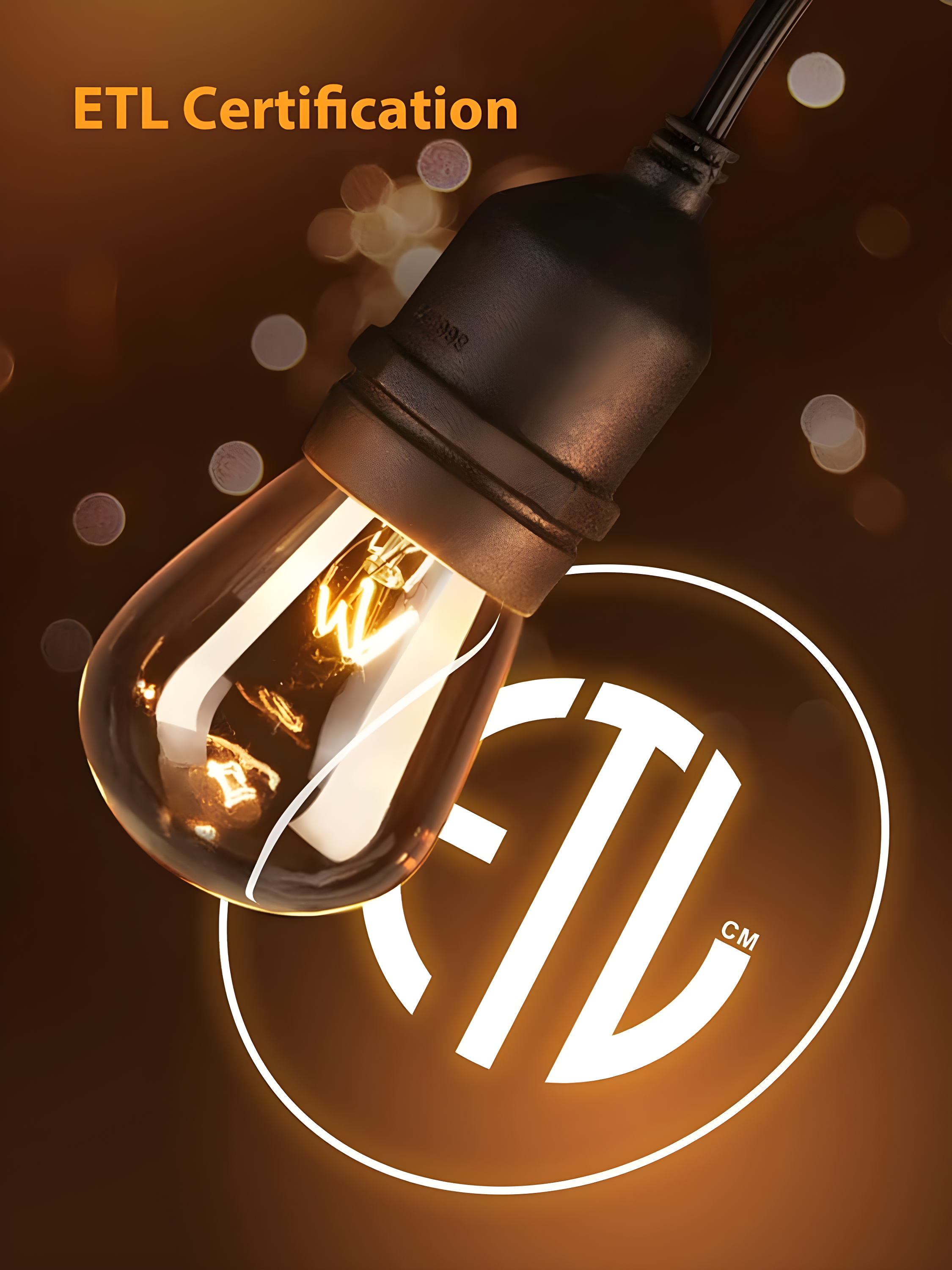 addlon 48 FT Outdoor String Lights Commercial Grade Weatherproof Strand, 18 Edison Vintage Bulbs, 15 Hanging Sockets (3 Spare Bulbs), ETL Listed Heavy-Duty Decorative Christmas Lights for Patio Garden