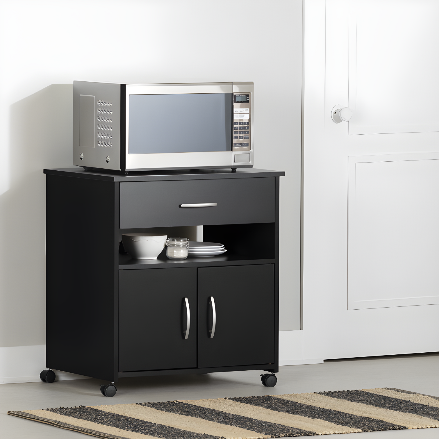 South Shore Axess 29.25'' H x 26.75'' W 2 - Cabinet Utility Cart with Wheels