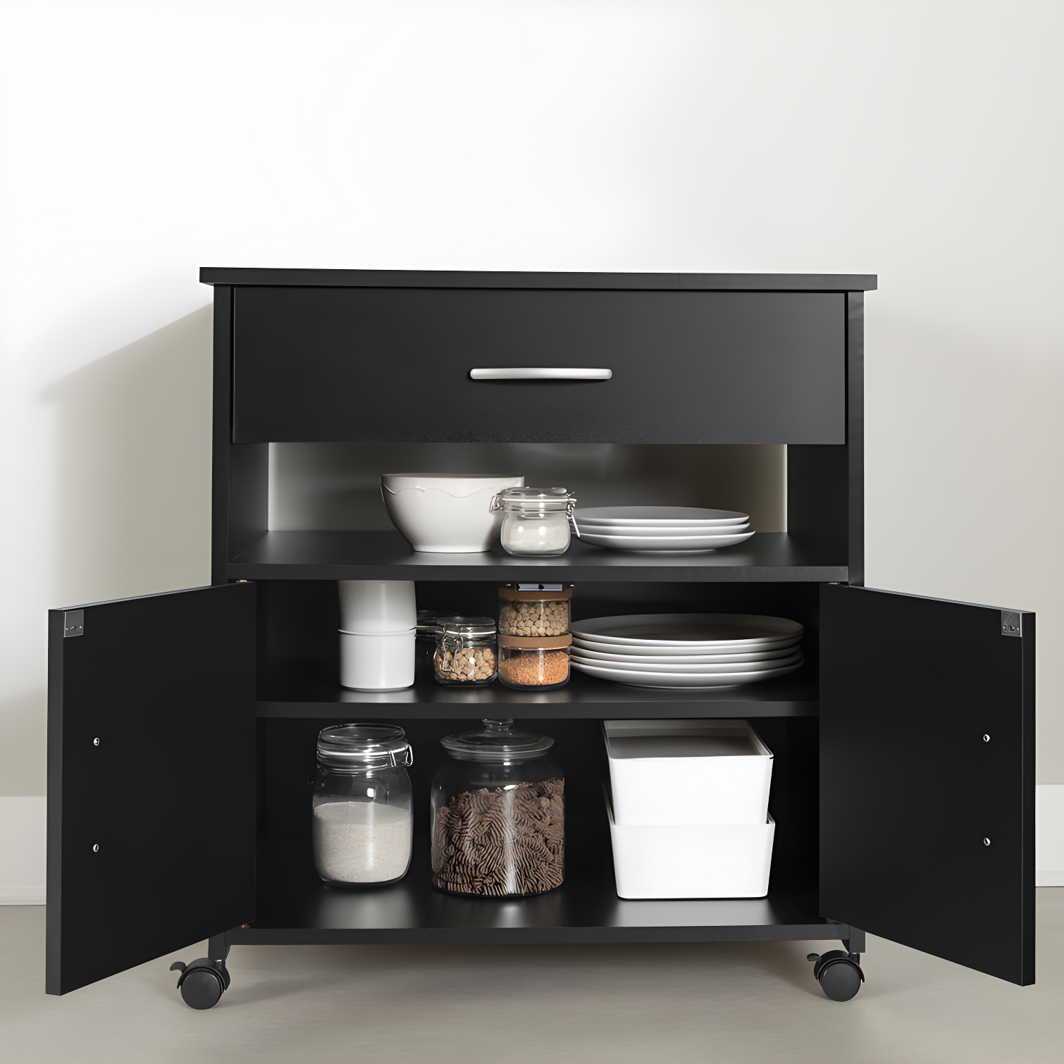 South Shore Axess 29.25'' H x 26.75'' W 2 - Cabinet Utility Cart with Wheels