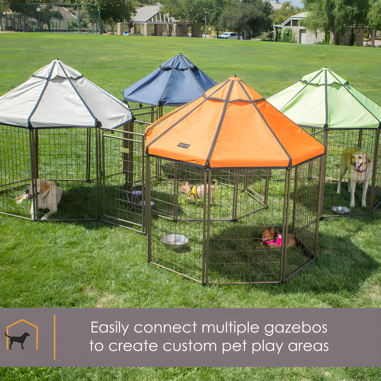 Pet Gazebo Dog Kennel Play Pen with Market Top Canopy