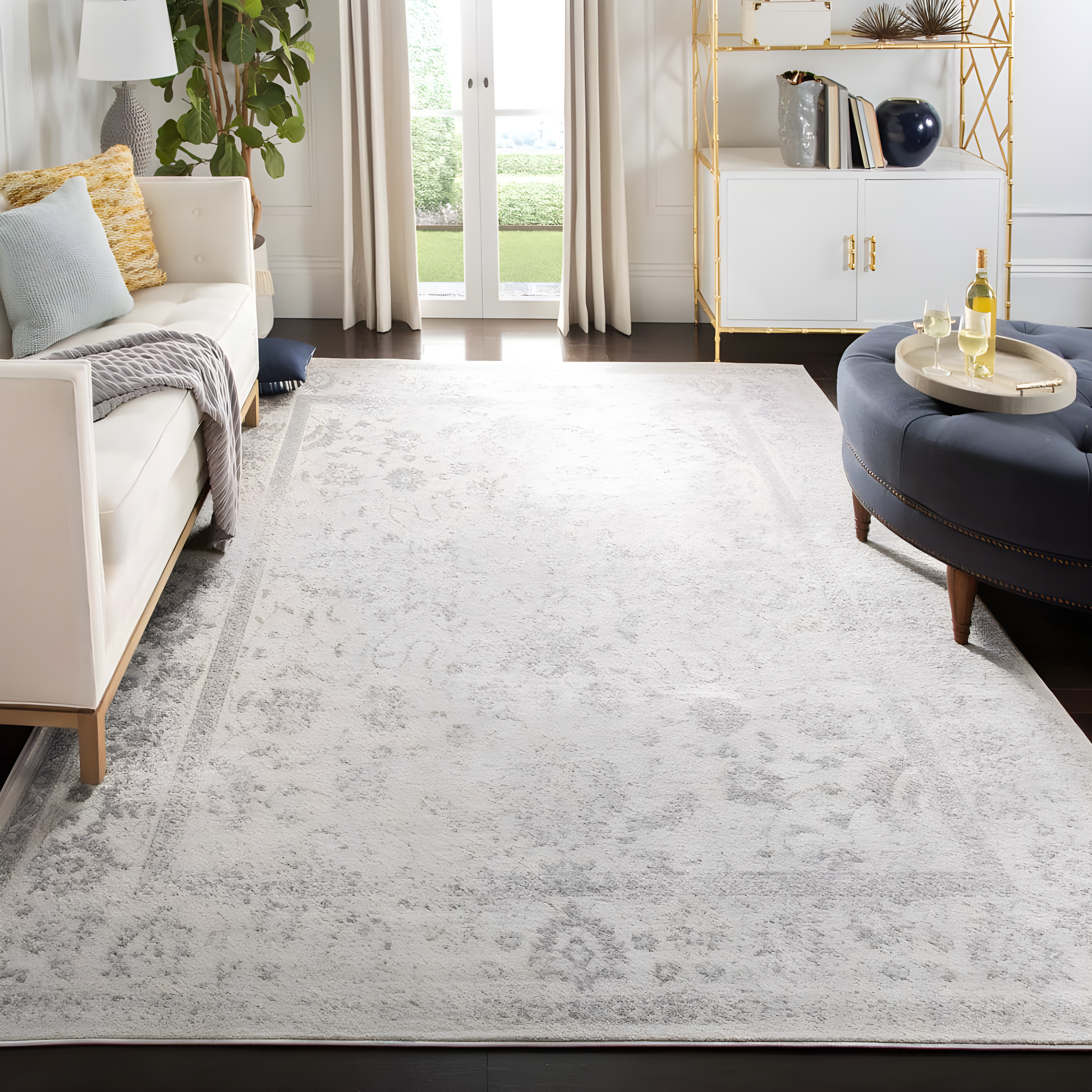 Adirondack ADR109 Machine Made Indoor Area Rug - Ivory/Silver - 8'x10' - Safavieh