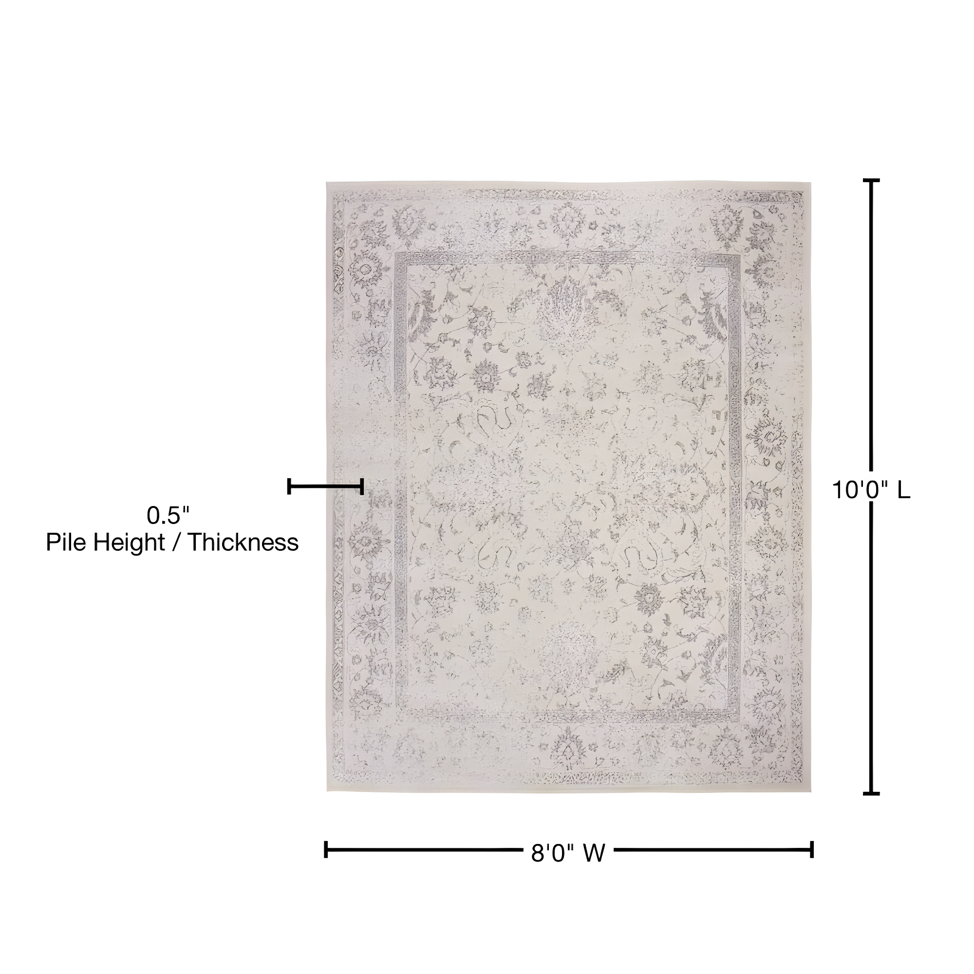 Adirondack ADR109 Machine Made Indoor Area Rug - Ivory/Silver - 8'x10' - Safavieh