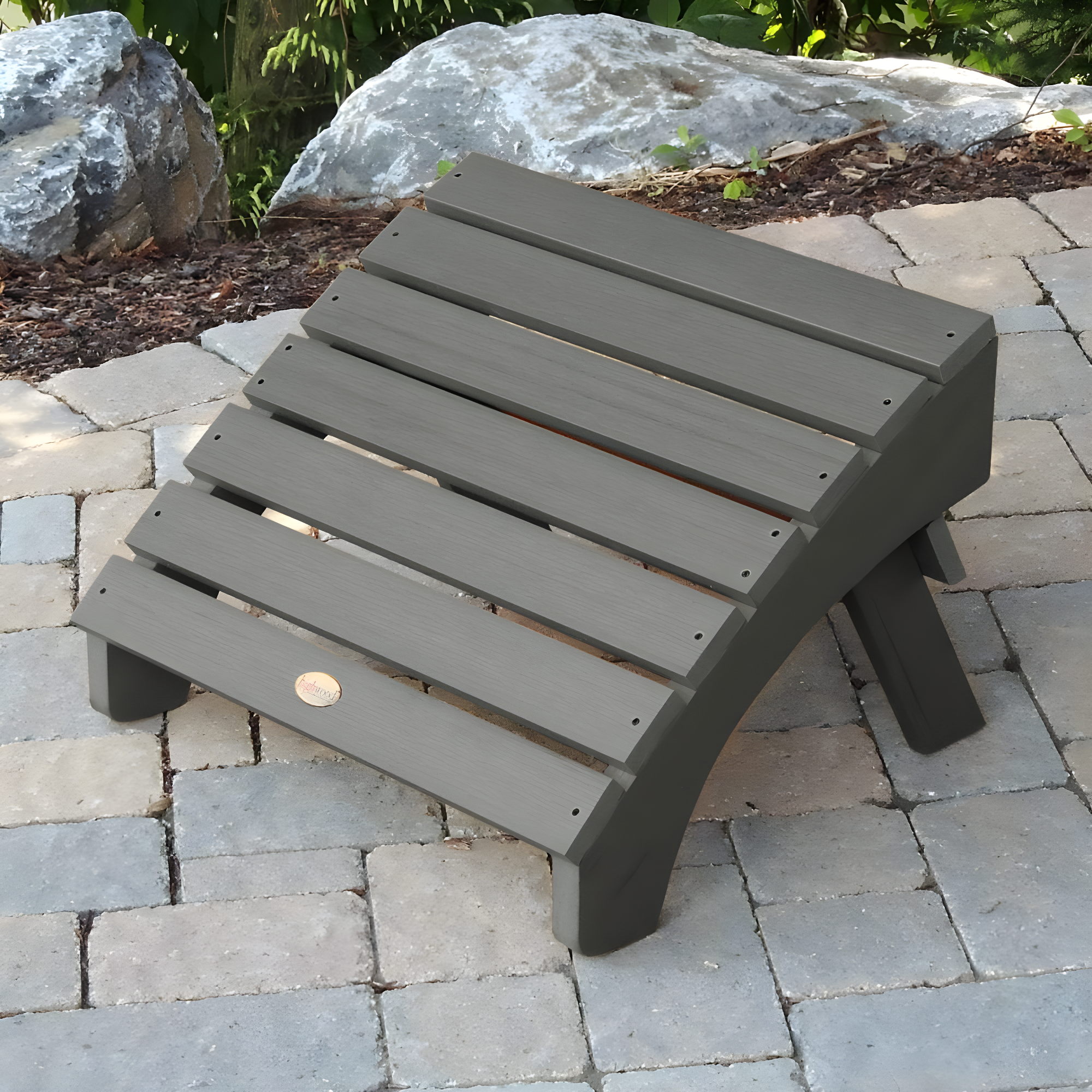 Folding Adirondack Patio Ottoman Coastal Teak Gray - highwood: All-Weather, Water-Resistant, No Assembly Required