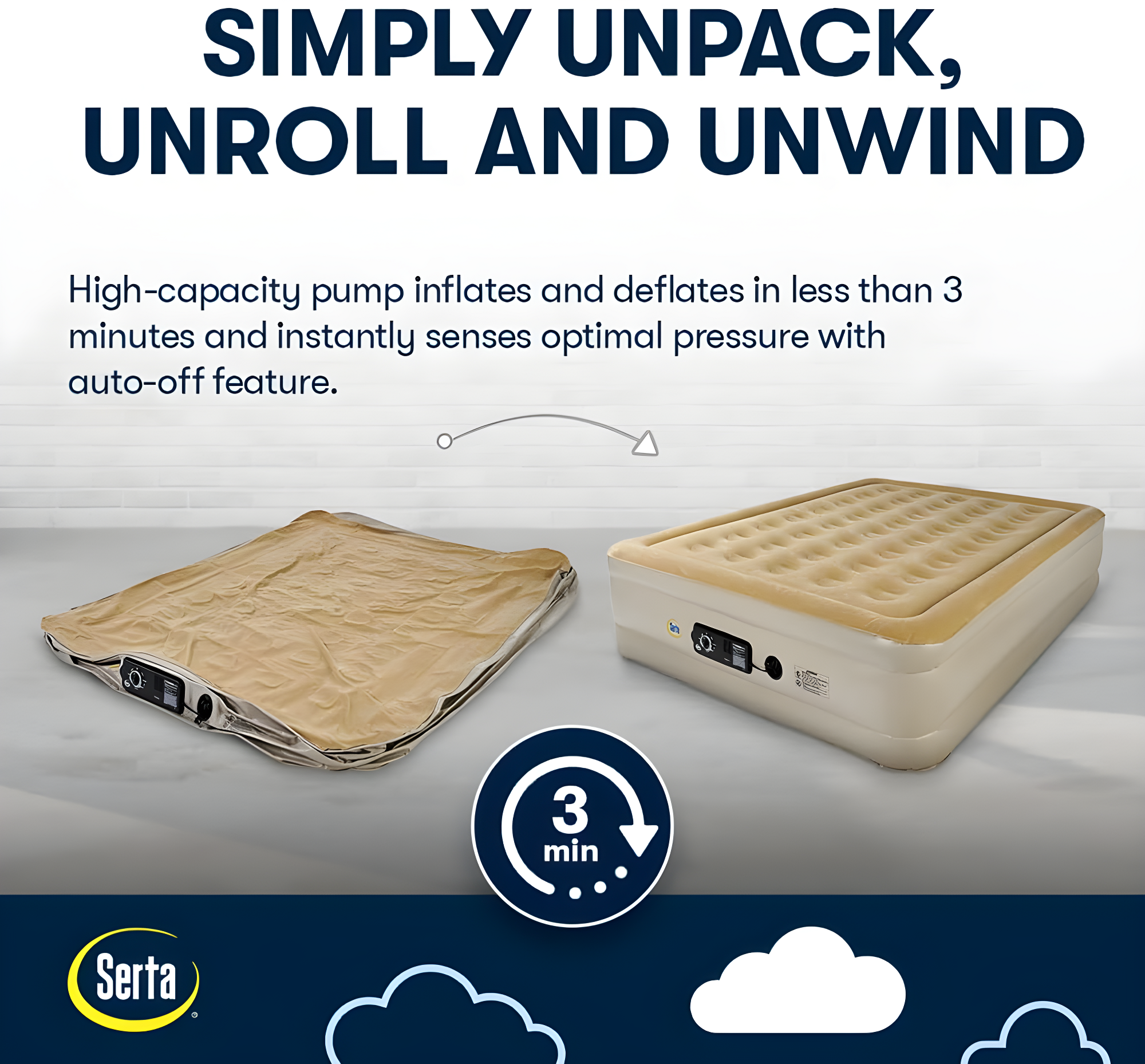 Serta 16" Raised Queen Luxury Air Mattress with Internal Ac Pump