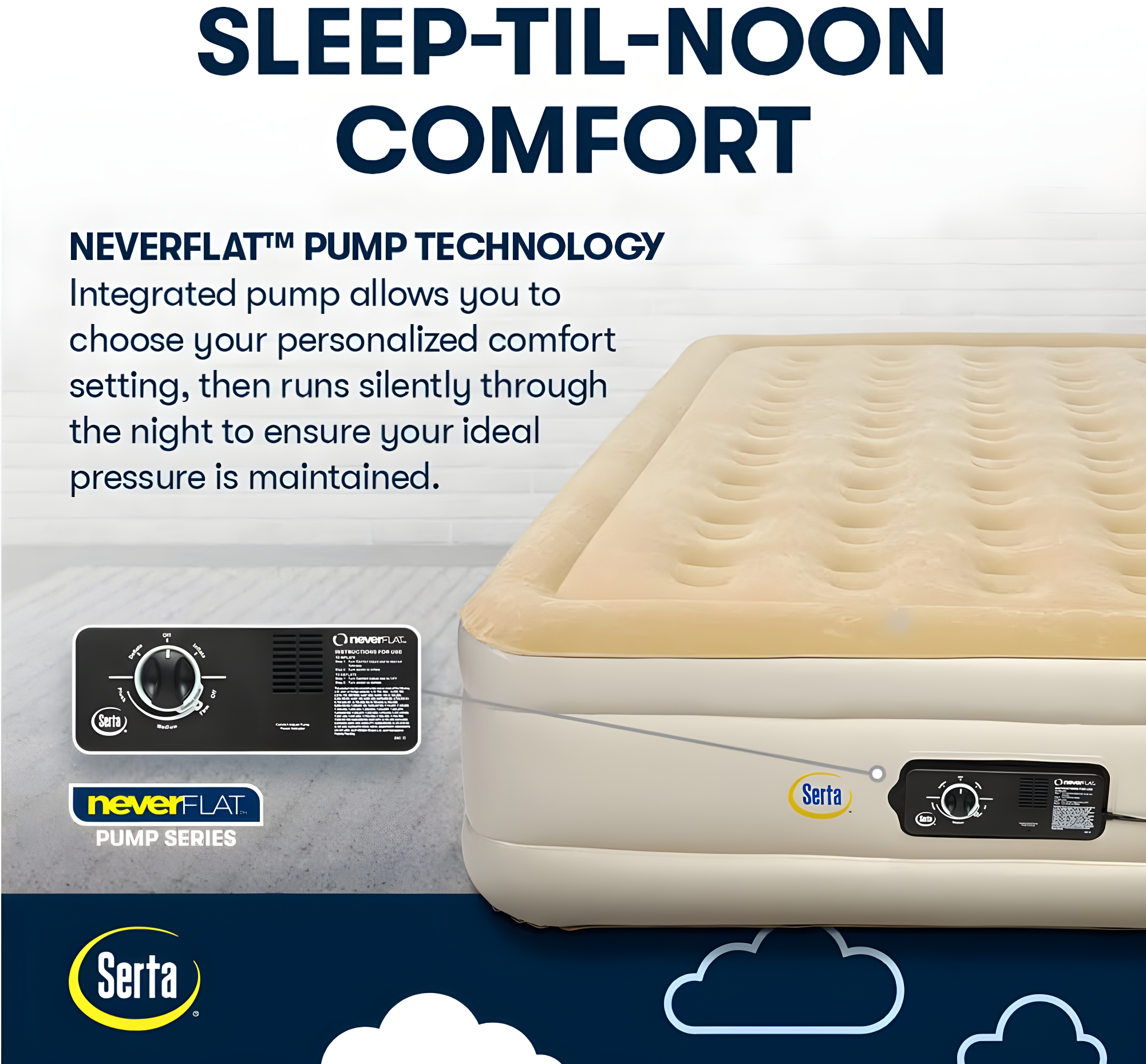 Serta 16" Raised Queen Luxury Air Mattress with Internal Ac Pump
