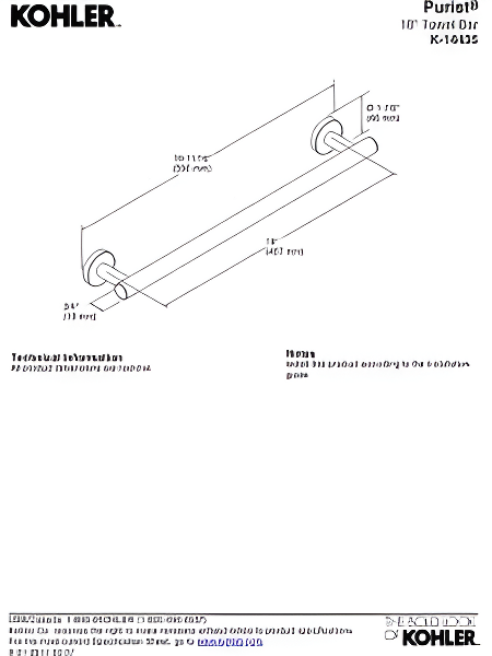 Purist® 24" Wall Mounted Round Towel Bar, Metal Wall-Mounted Towel Holder