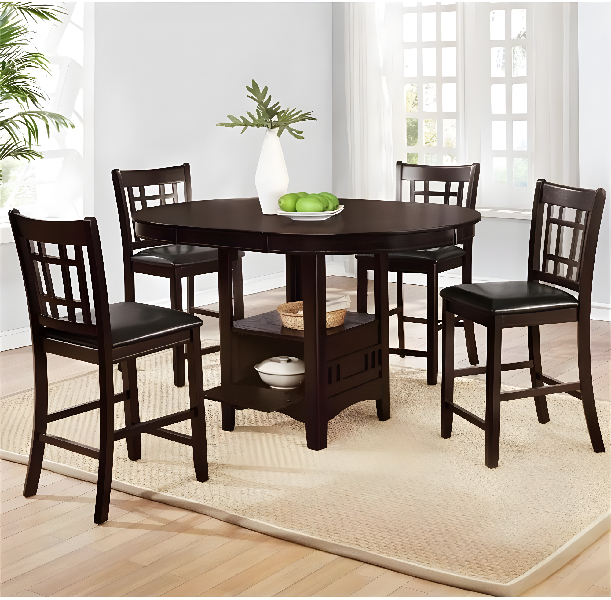 Coaster Lavon Transitional Wood Oval Counter Height Table Espresso