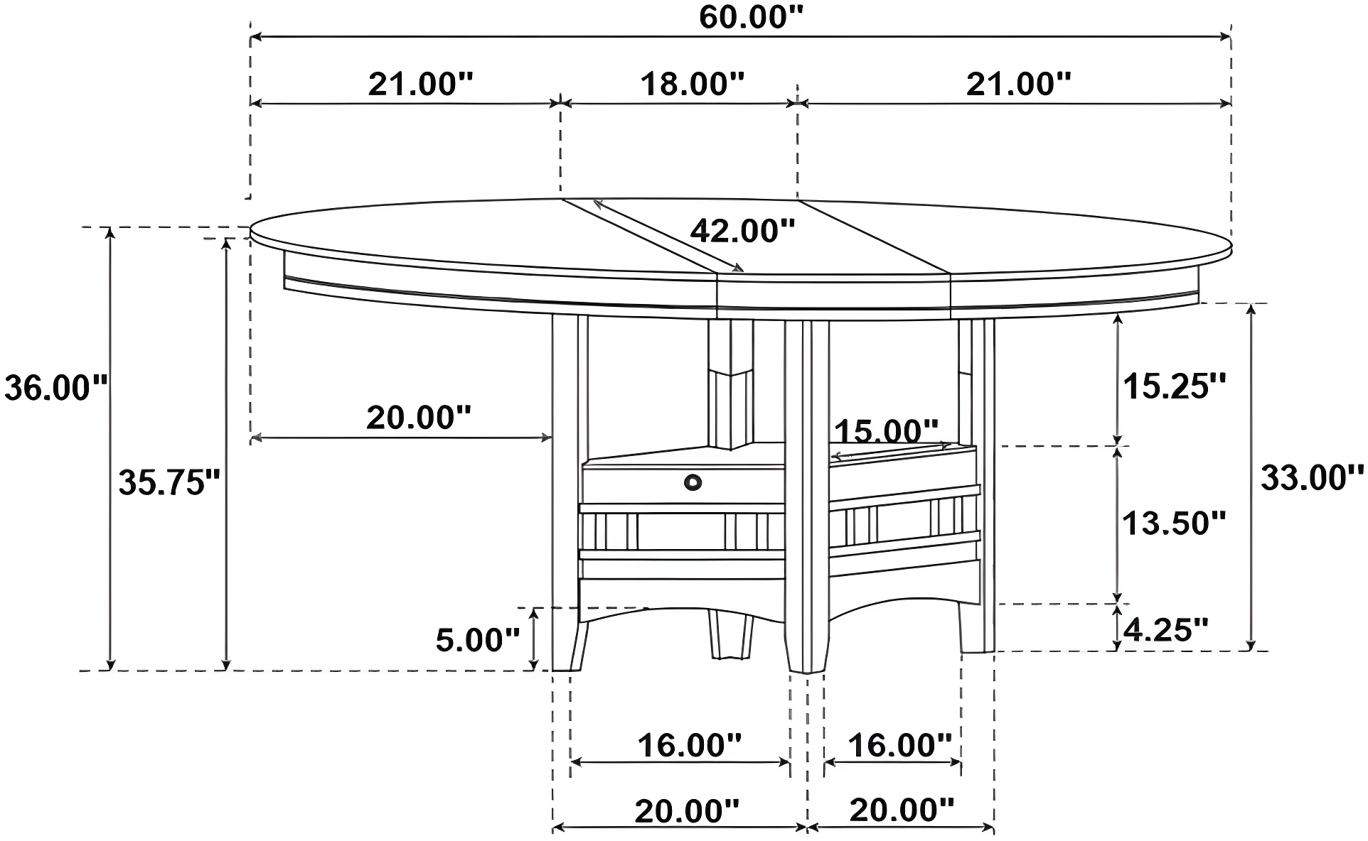 Coaster Lavon Transitional Wood Oval Counter Height Table Espresso
