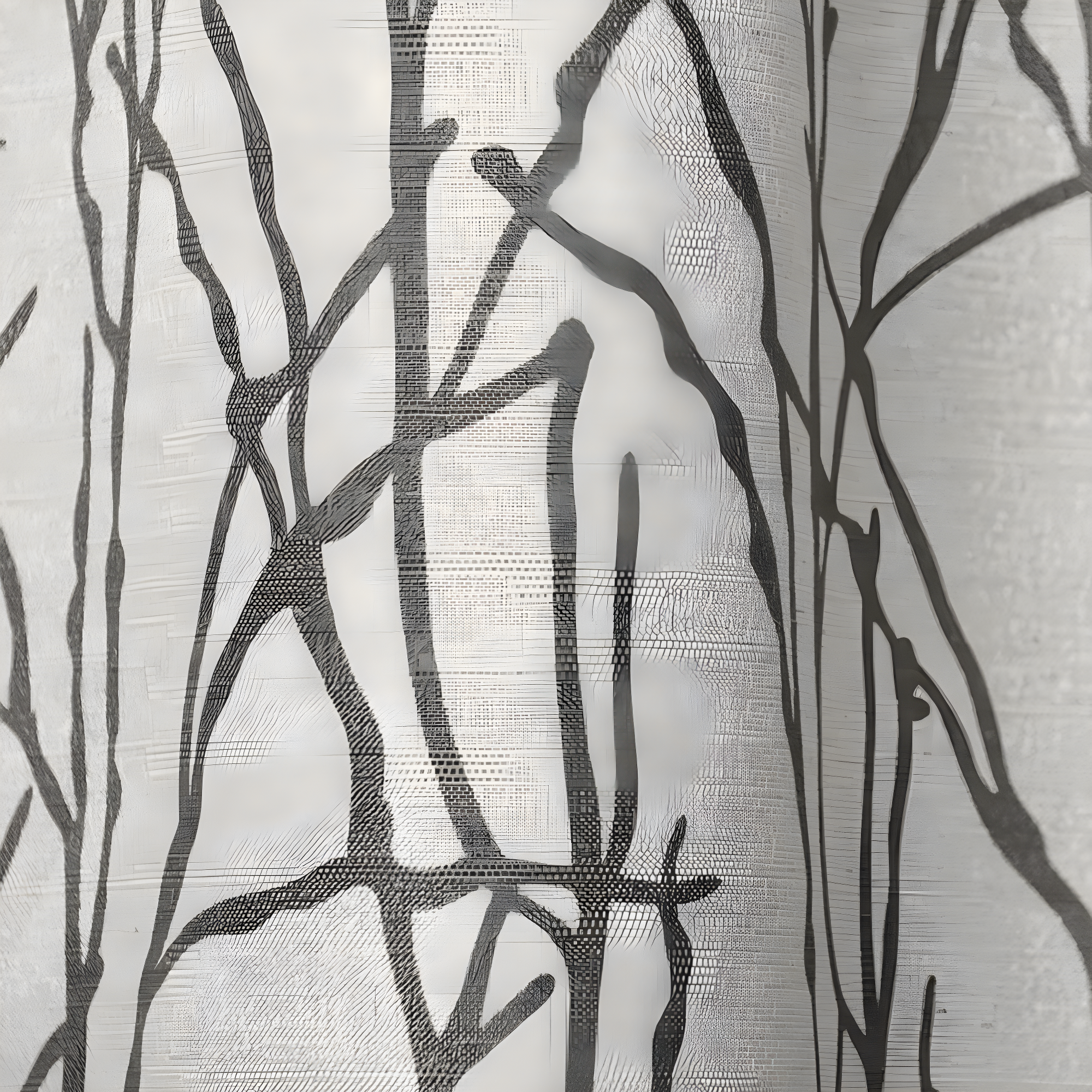Set of 2 96"x54" Branches Linen Blend Grommet Top Window Curtain Panel Dark Gray - Exclusive Home: Light Filtering, Botanical Design