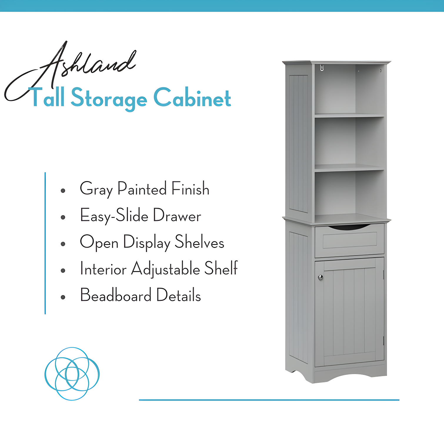 RiverRidge Home RiverRidge Ashland Tall Bathroom Storage Linen Cabinet and Organizer with Drawer and Shelves