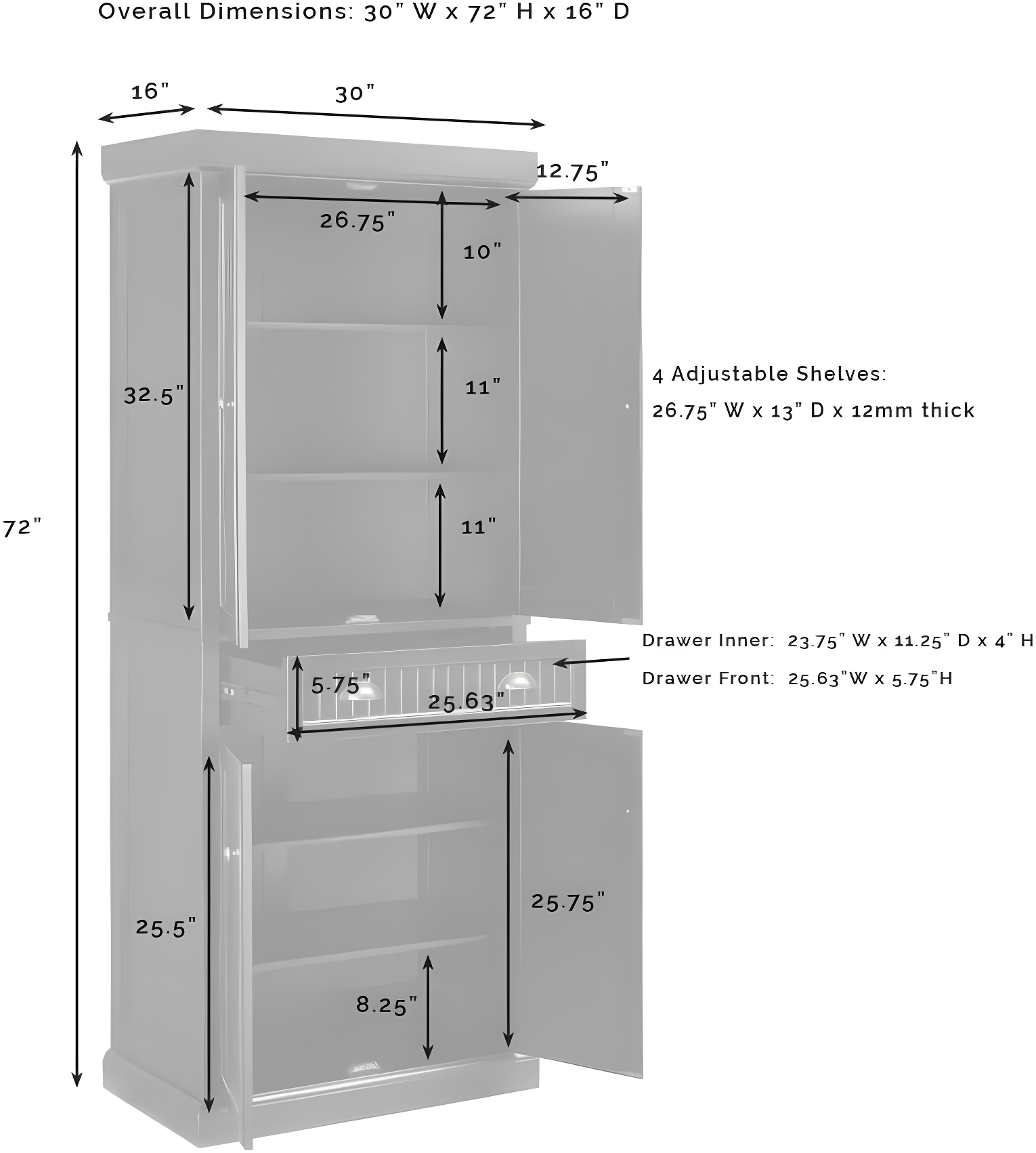 Seaside 72'' Kitchen Pantry