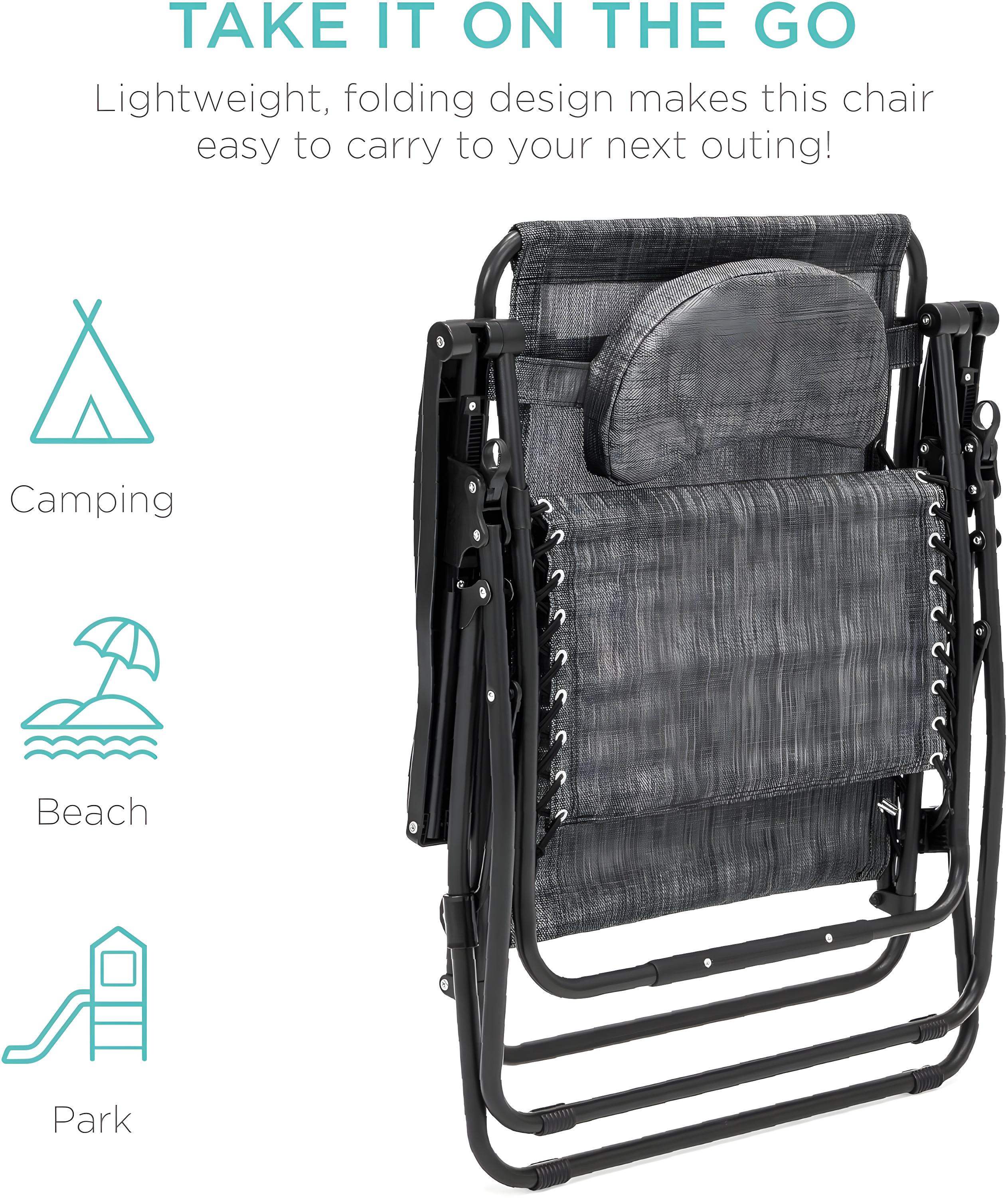 Best Choice Products Oversized Zero Gravity Chair, Folding Outdoor Patio Recliner w/ Cup Holder - Gray