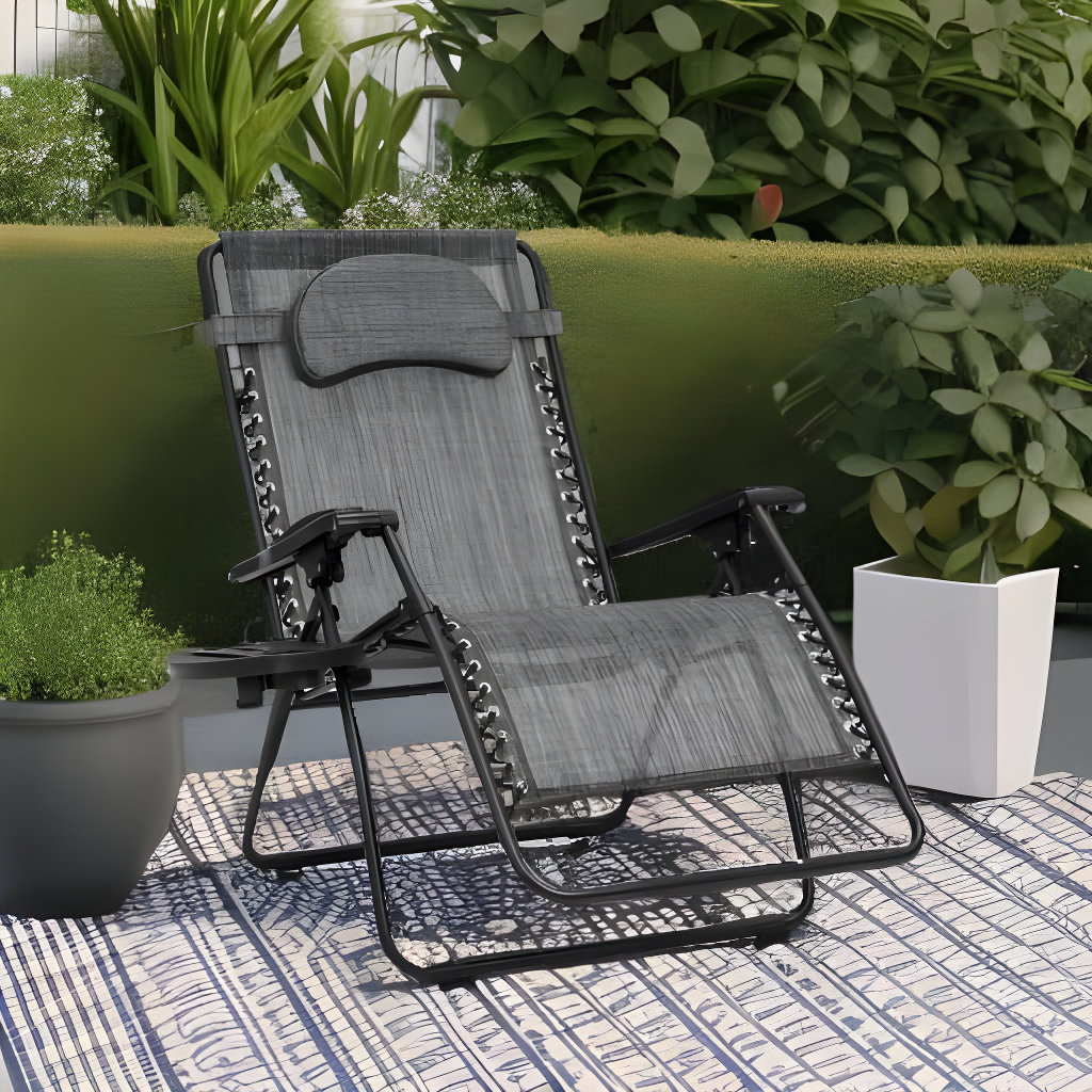 Best Choice Products Oversized Zero Gravity Chair, Folding Outdoor Patio Recliner w/ Cup Holder - Gray