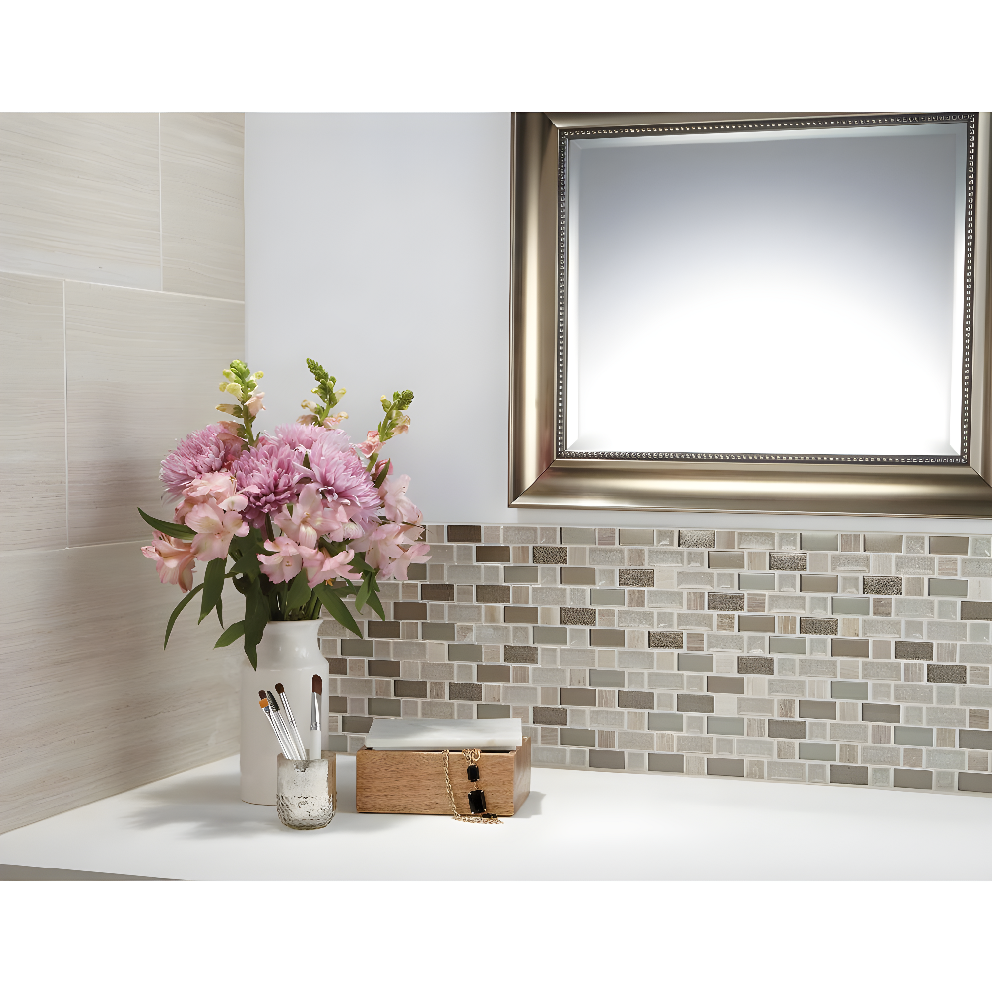 Itona Tile Itona Tile 12" x 12" Stone, Glass and Ceramic Brick-Joint Mosaic Tile (Set of10) (9.90 SQFT Per Carton)