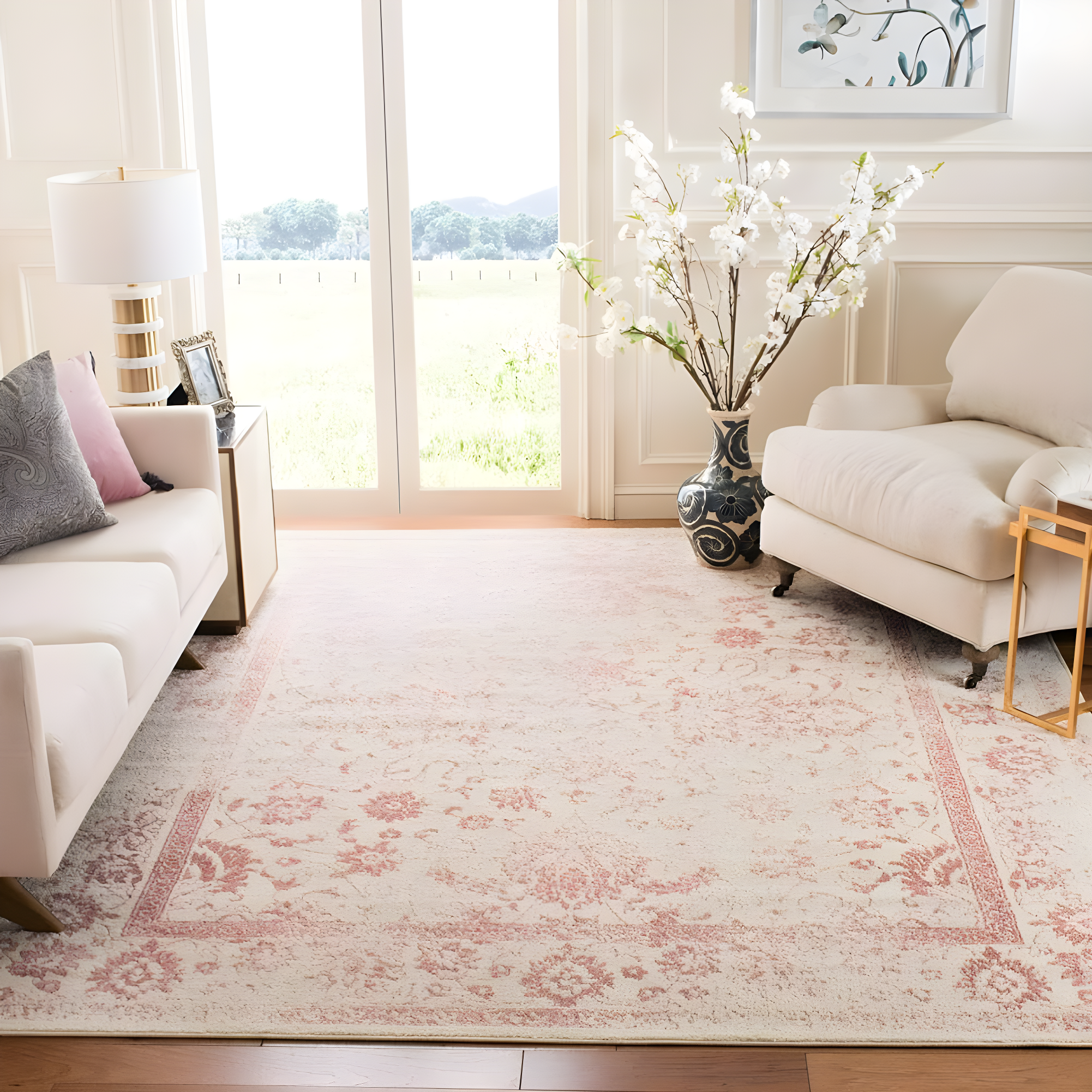 Adirondack ADR109 Machine Made Indoor Area Rug - Ivory/Rose - 8'x10' - Safavieh