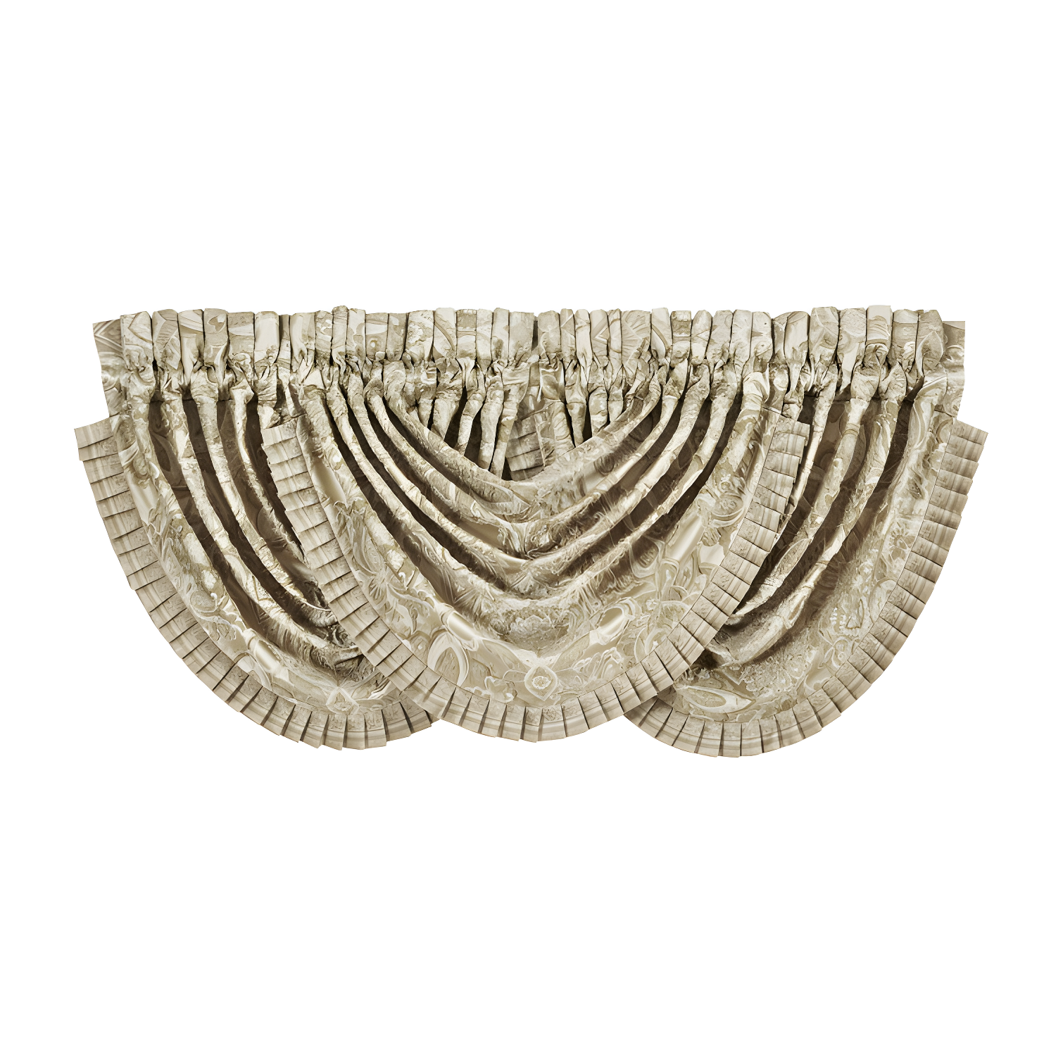 Beige Jacquard Damask Waterfall Window Valance