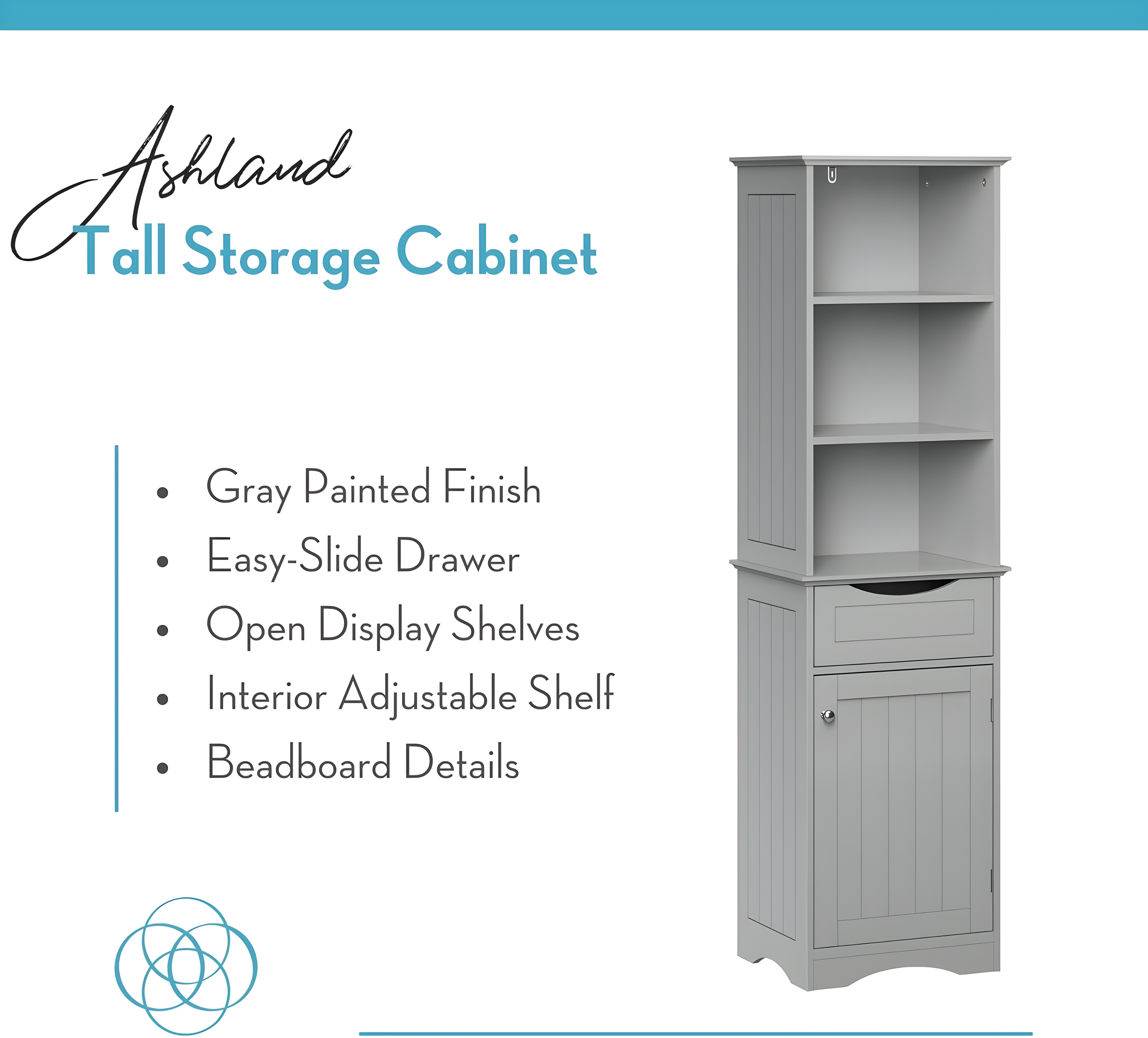 RiverRidge Home RiverRidge Ashland Tall Bathroom Storage Linen Cabinet and Organizer with Drawer and Shelves