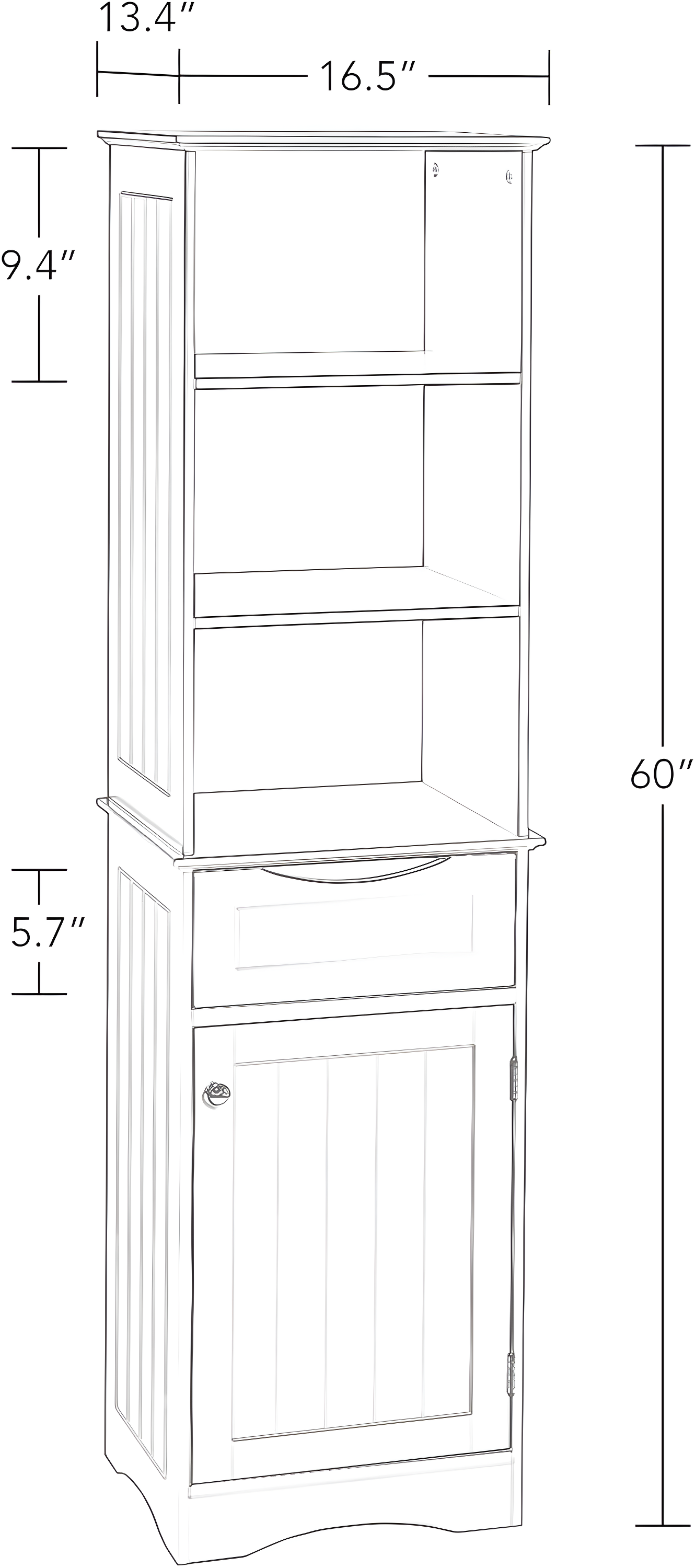 RiverRidge Home RiverRidge Ashland Tall Bathroom Storage Linen Cabinet and Organizer with Drawer and Shelves
