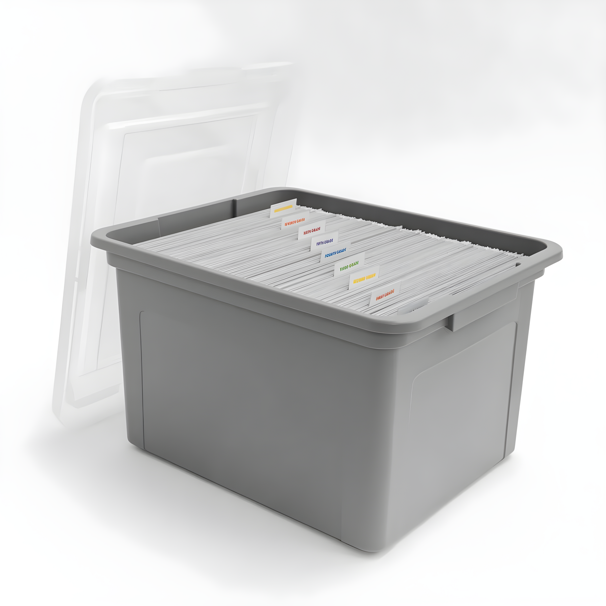 IRIS 32qt 3pk Letter Plastic File Box: Hanging File Folders Storage Bin, File Organizer, Gray, No Assembly Required
