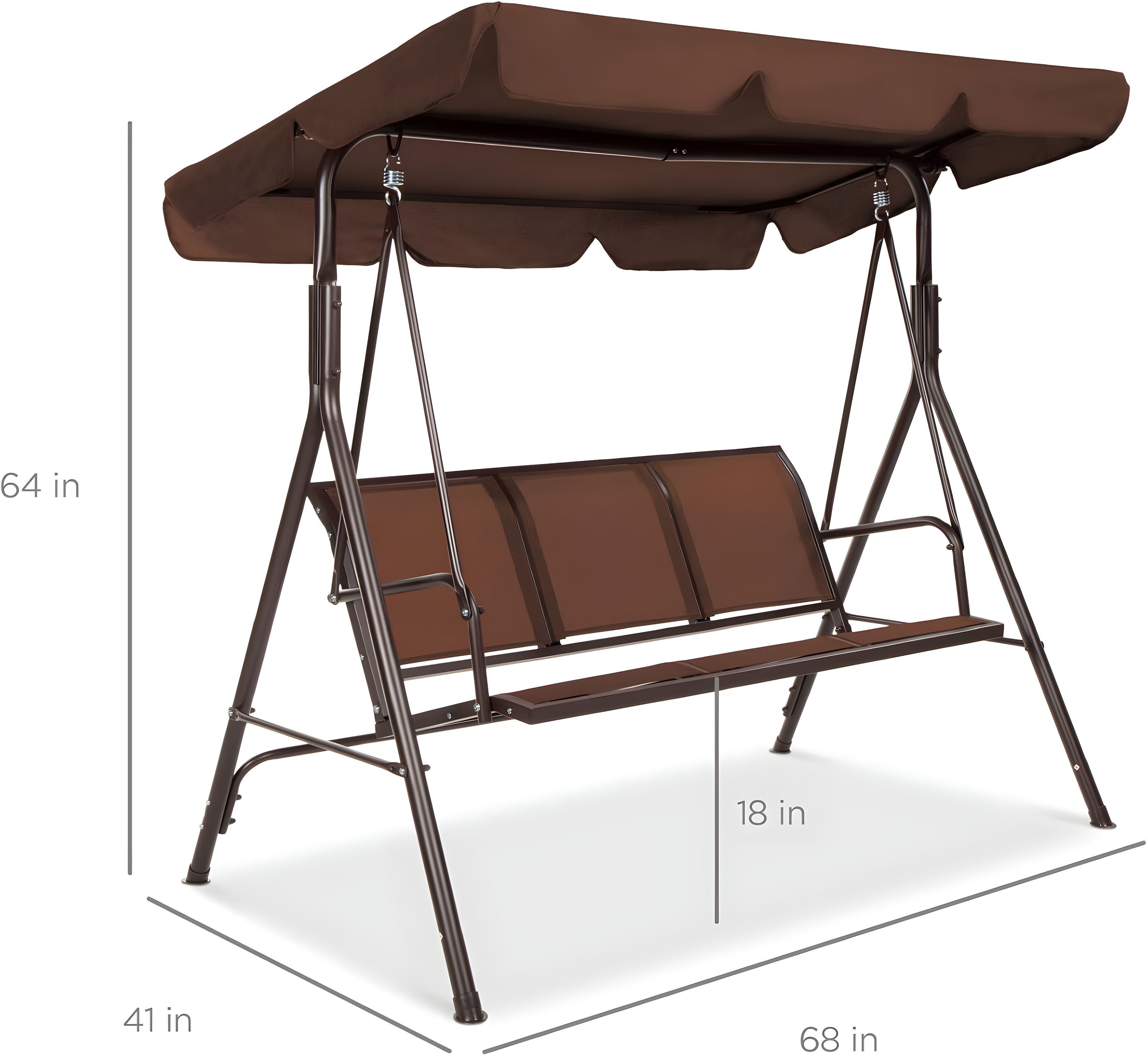 Best Choice Products 2-Seater Outdoor Adjustable Canopy Swing Glider Patio Bench w/ Textilene, Steel Frame - Brown