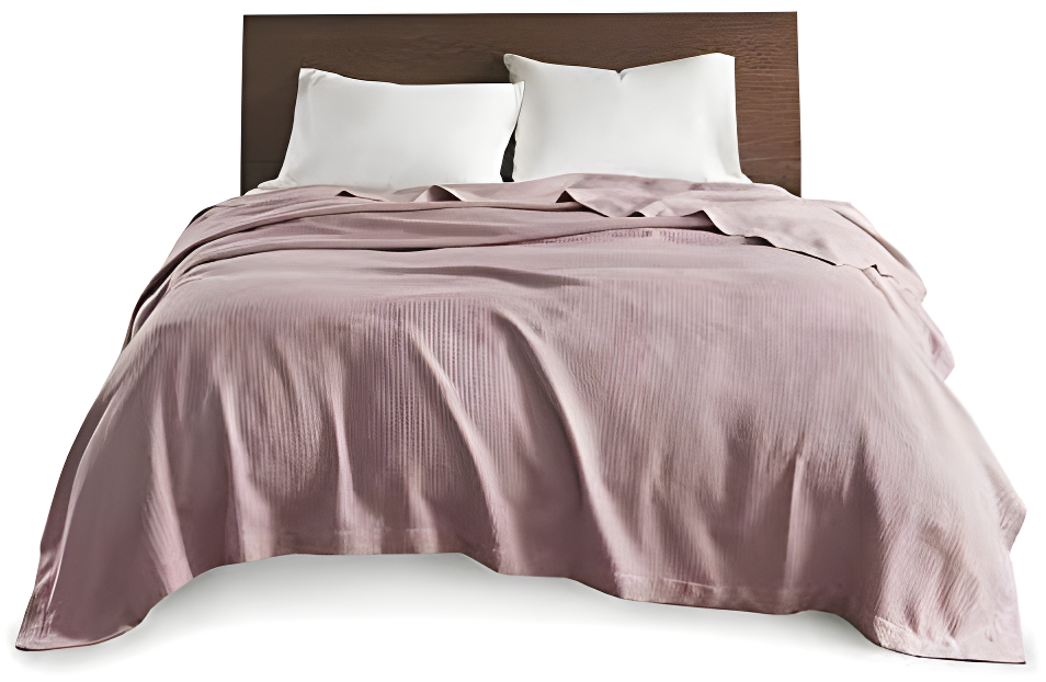 Madison Park King Textured Cotton Blanket Rose: Waffle Weave, Machine Washable, No Fill, OEKO-TEX Certified
