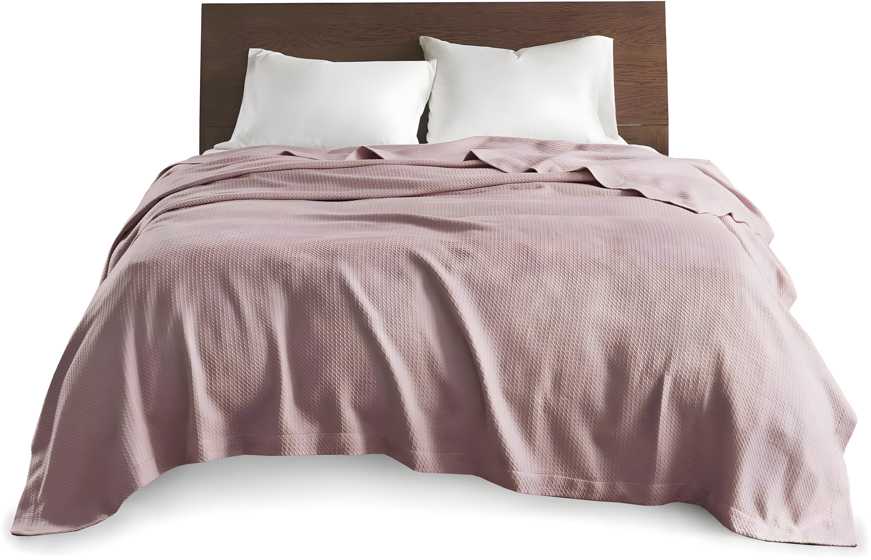 Madison Park King Textured Cotton Blanket Rose: Waffle Weave, Machine Washable, No Fill, OEKO-TEX Certified