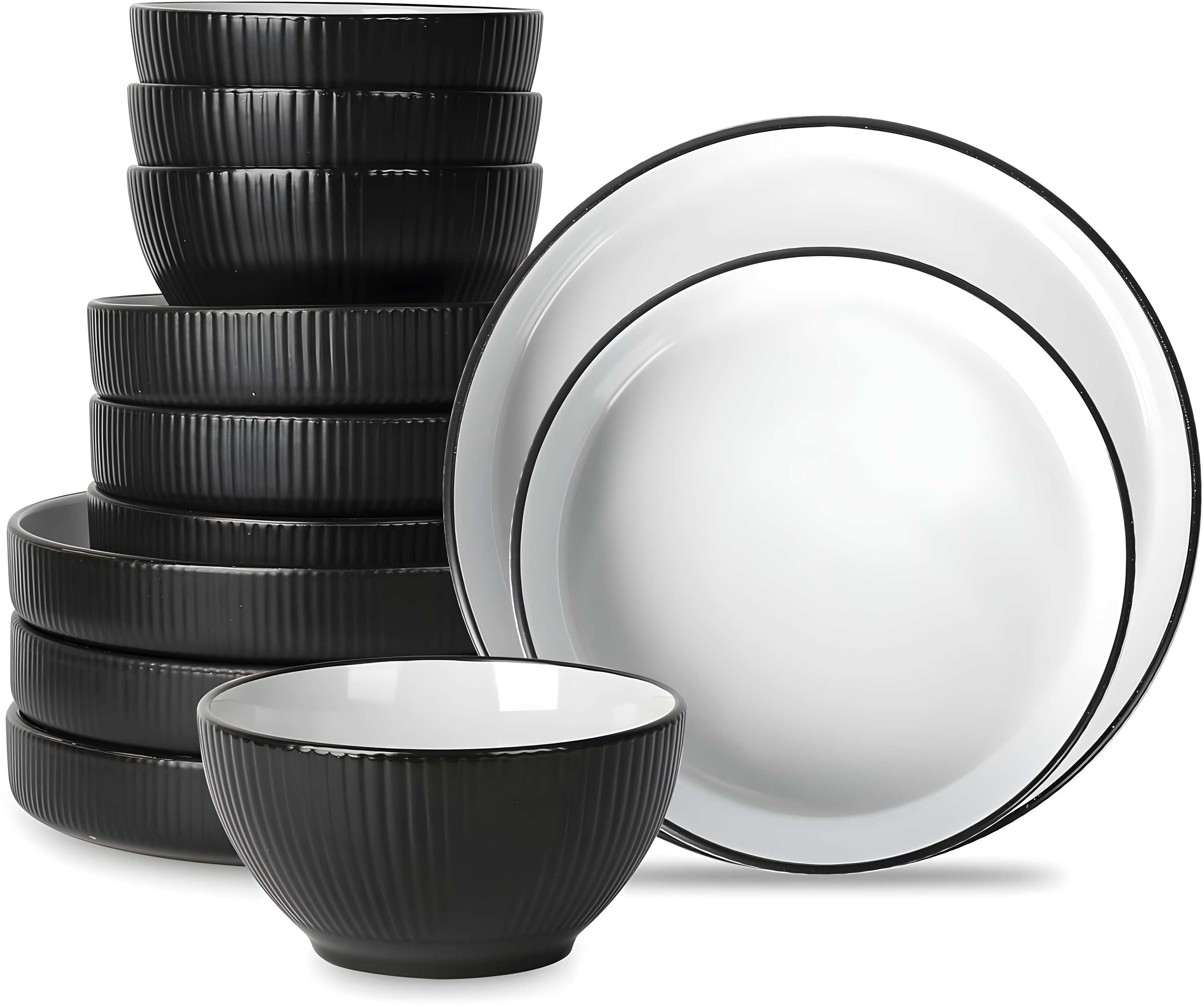 Christian Siriano Christian Siriano Larosso 12-Piece Dinnerware Set with Dinner Bowls and Pasta Bowls, Stoneware