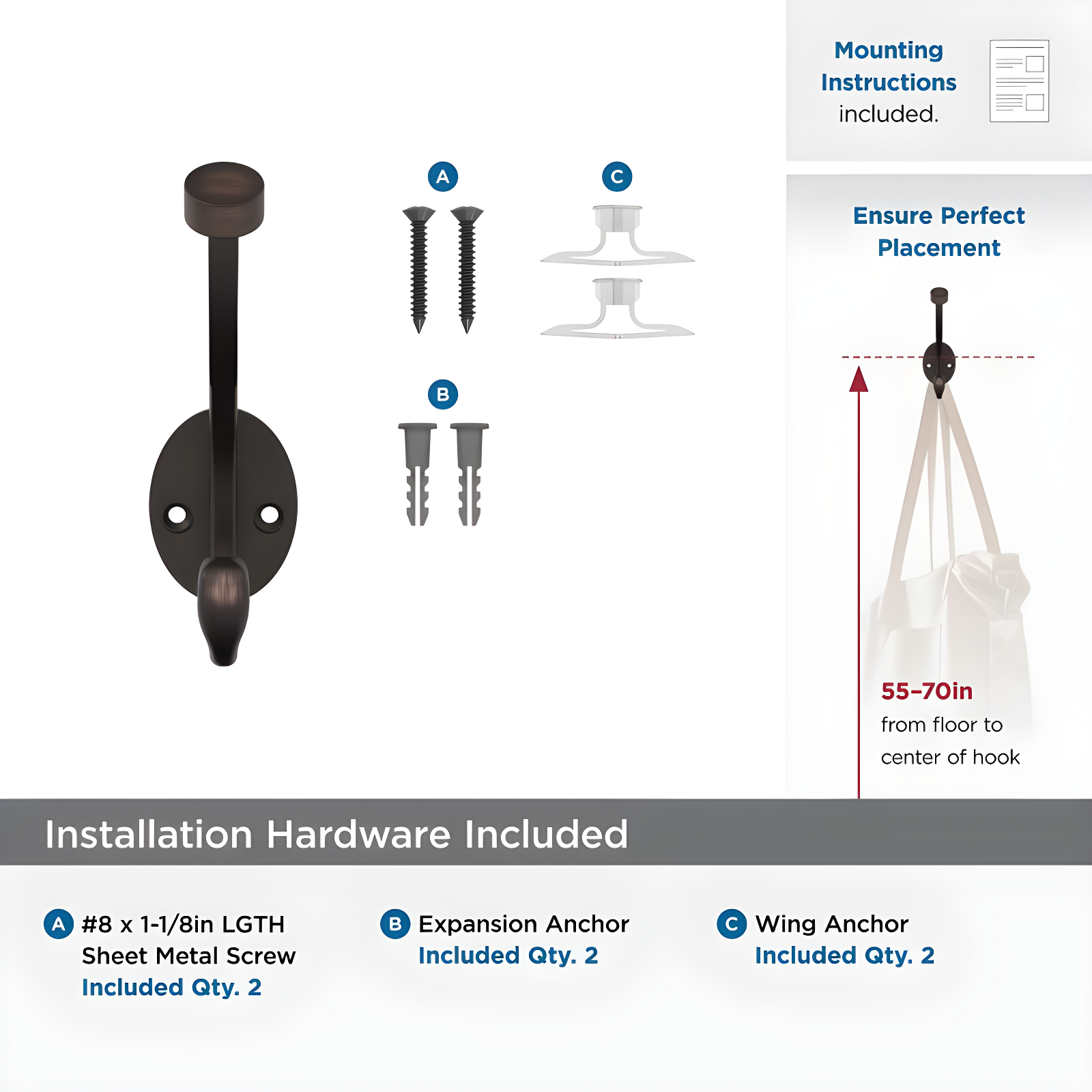 Decorative Wall Mounted Pilltop Hook