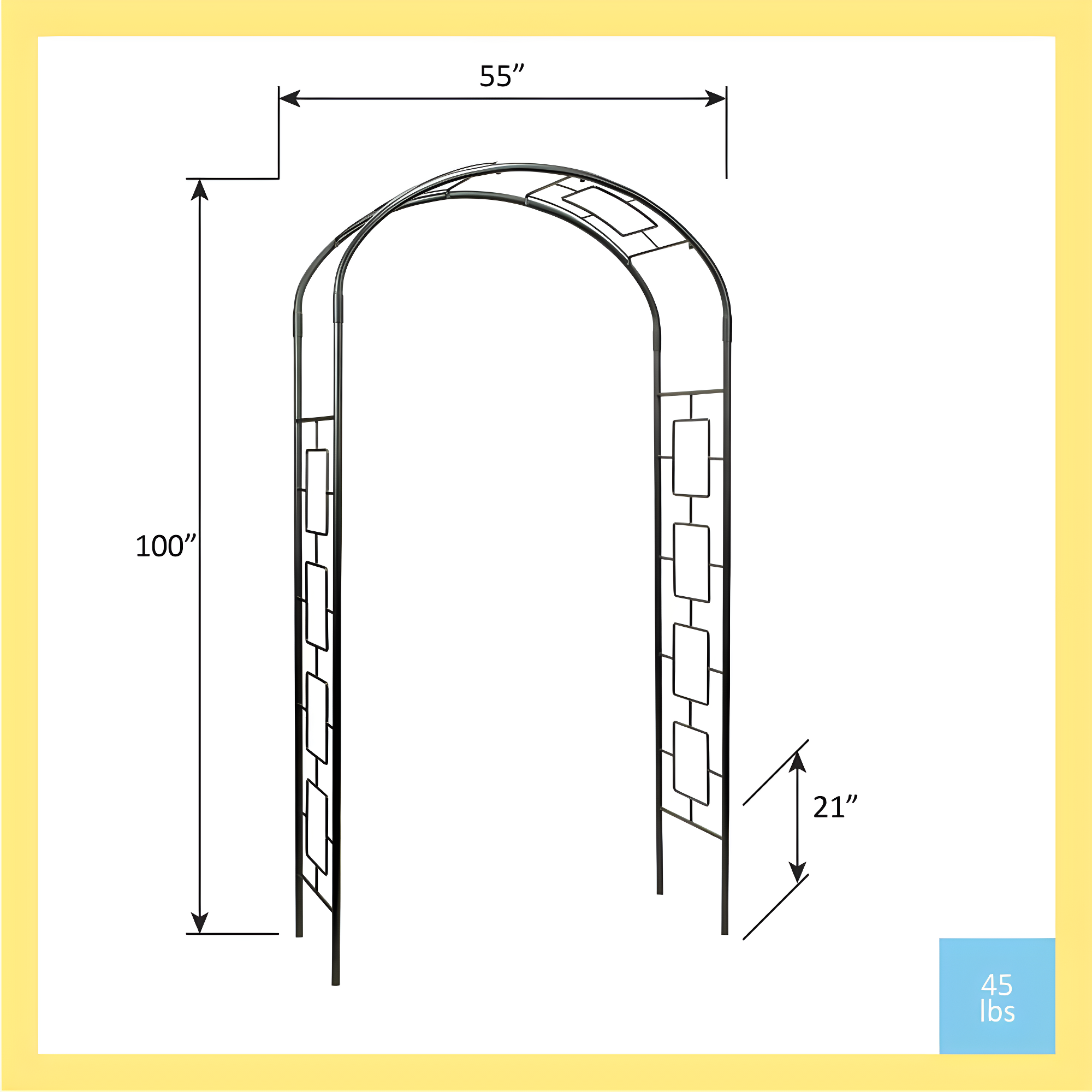 Nansi 55'' W x 21'' D Iron Arbor in Black