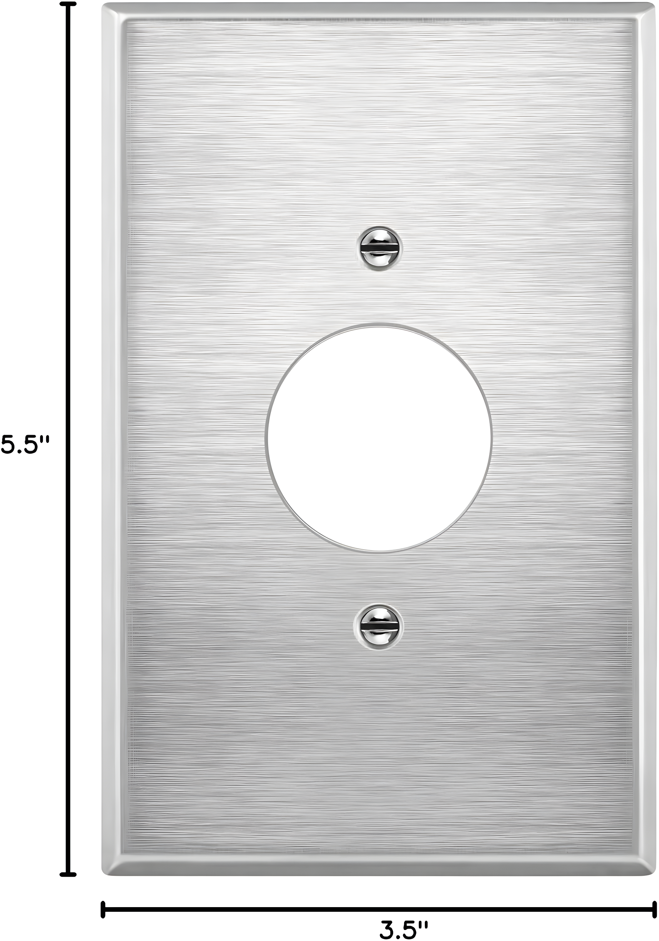 ENERLITES 1.406" Hole Single Receptacle Outlet Metal Wall Plate, Corrosive Resistant, Over Size 1-Gang 5.5" x 3.5", 7751O, 430 Stainless Steel, UL Listed, Silver