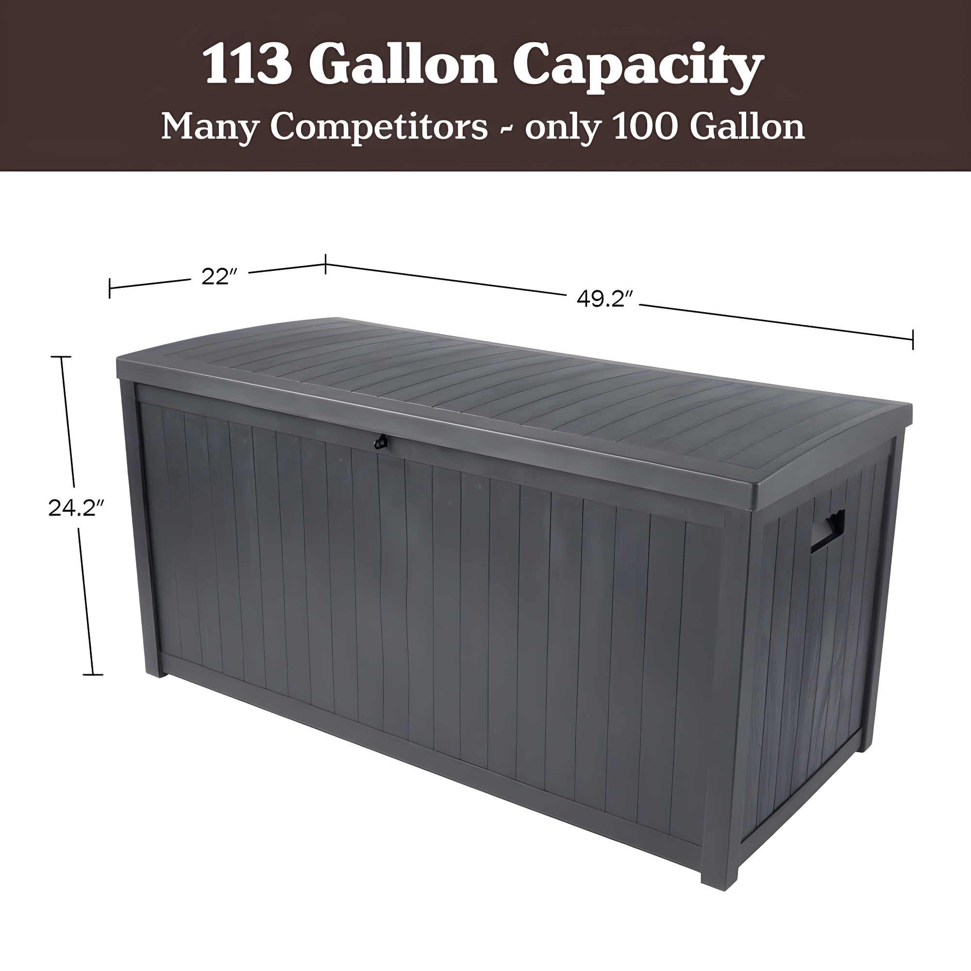 Outdoor Storage Box - 113 Gallon Lockable Deck Box for Pool Accessories, Patio Furniture Cushions, or Package Delivery for Outside by Pure Garden